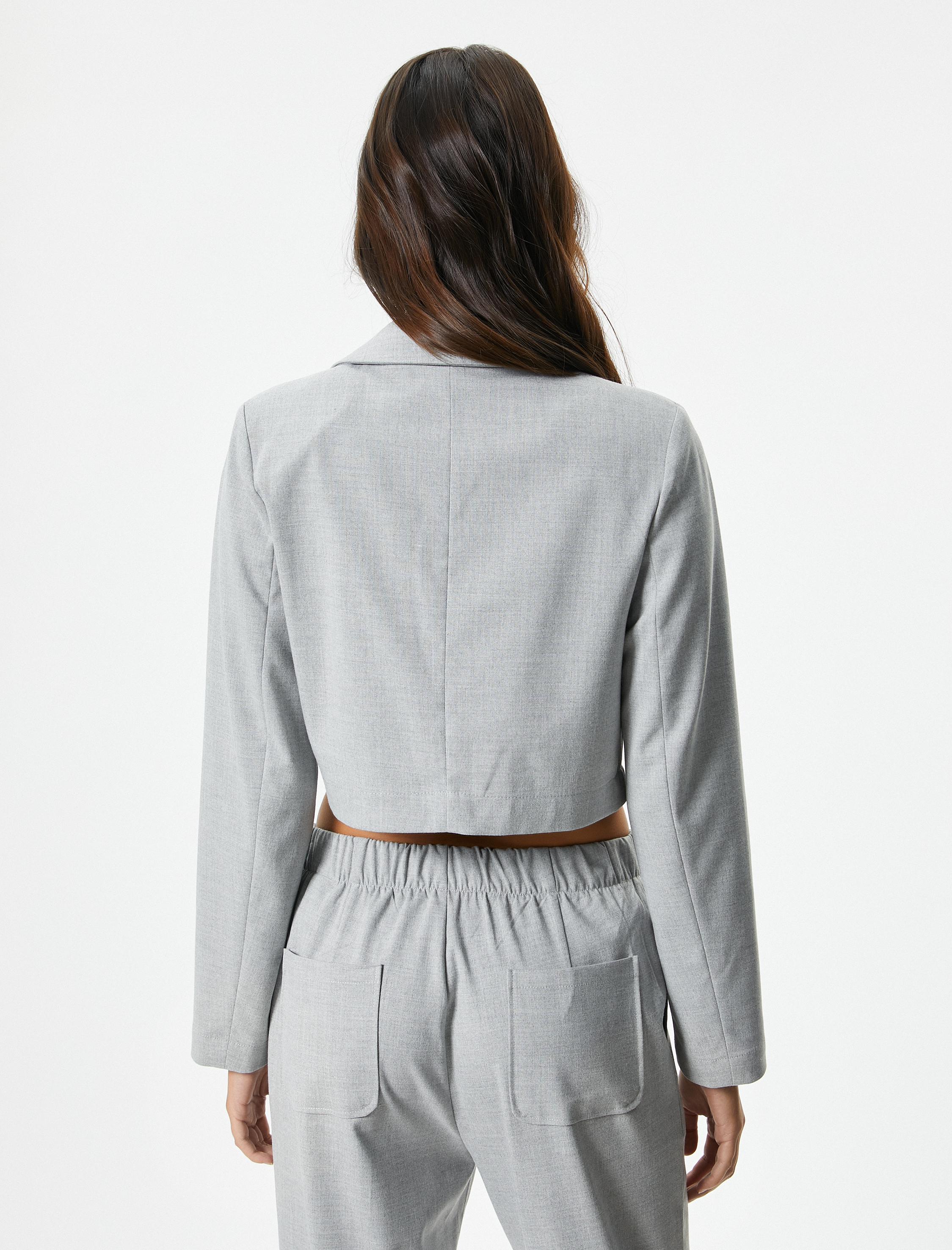 Kısa Blazer Ceket Kruvaze Düğmeli