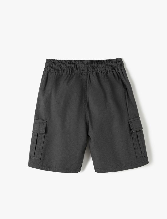 Erkek Çocuk Kargo Şort Beli Bağlamalı Yanları Cepli Pamuklu