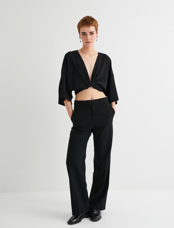  Crop Kimono Oversize Kısa Geniş Kollu Kruvaze Önü Bağlamalı