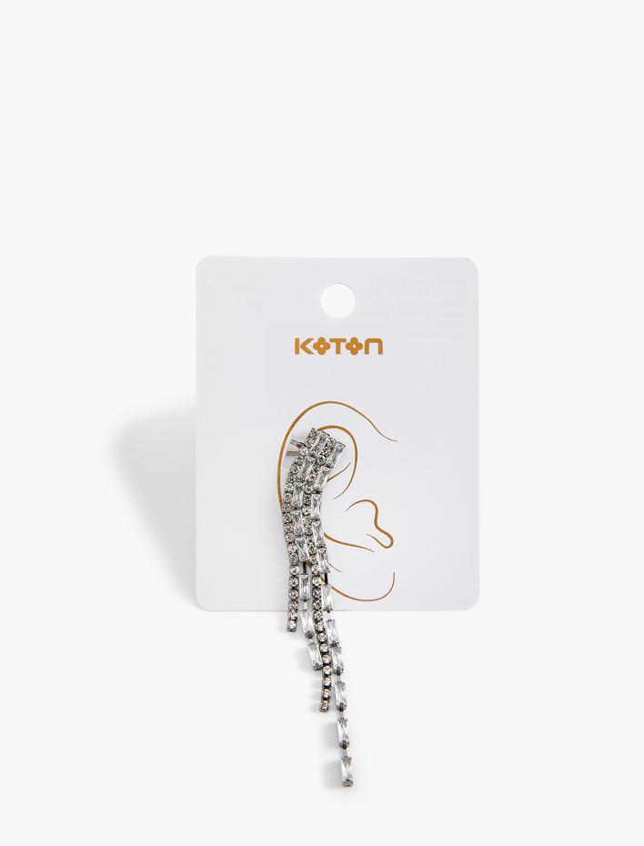 Kadın Kristal Taşlı Kıkırdak Küpe Sallantılı