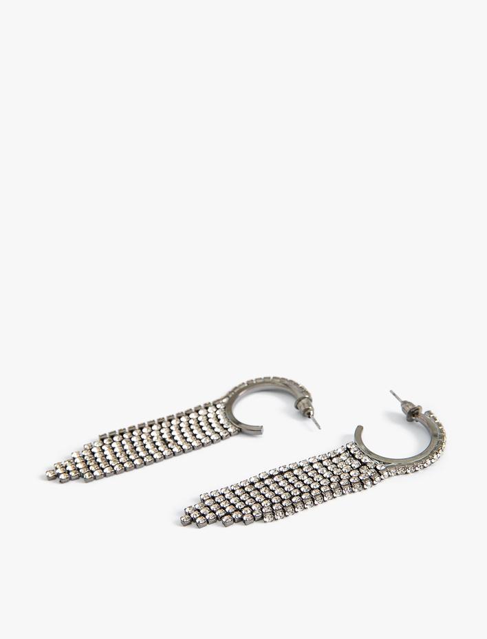 Kadın Kristal Taşlı Şelale Halka Küpe Sallantılı