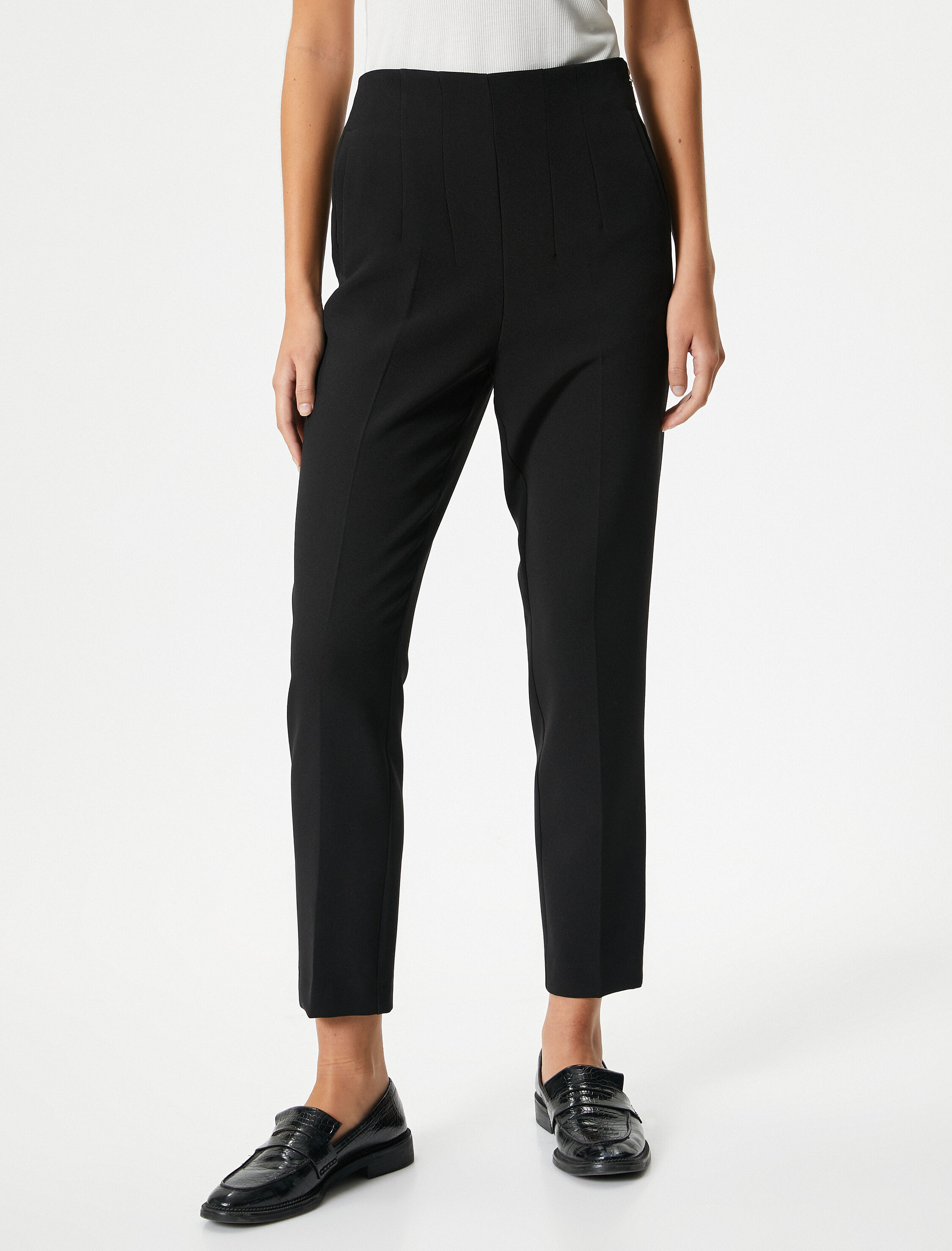   Kumaş Klasik Pantolon Yüksek Bel Dar Paça