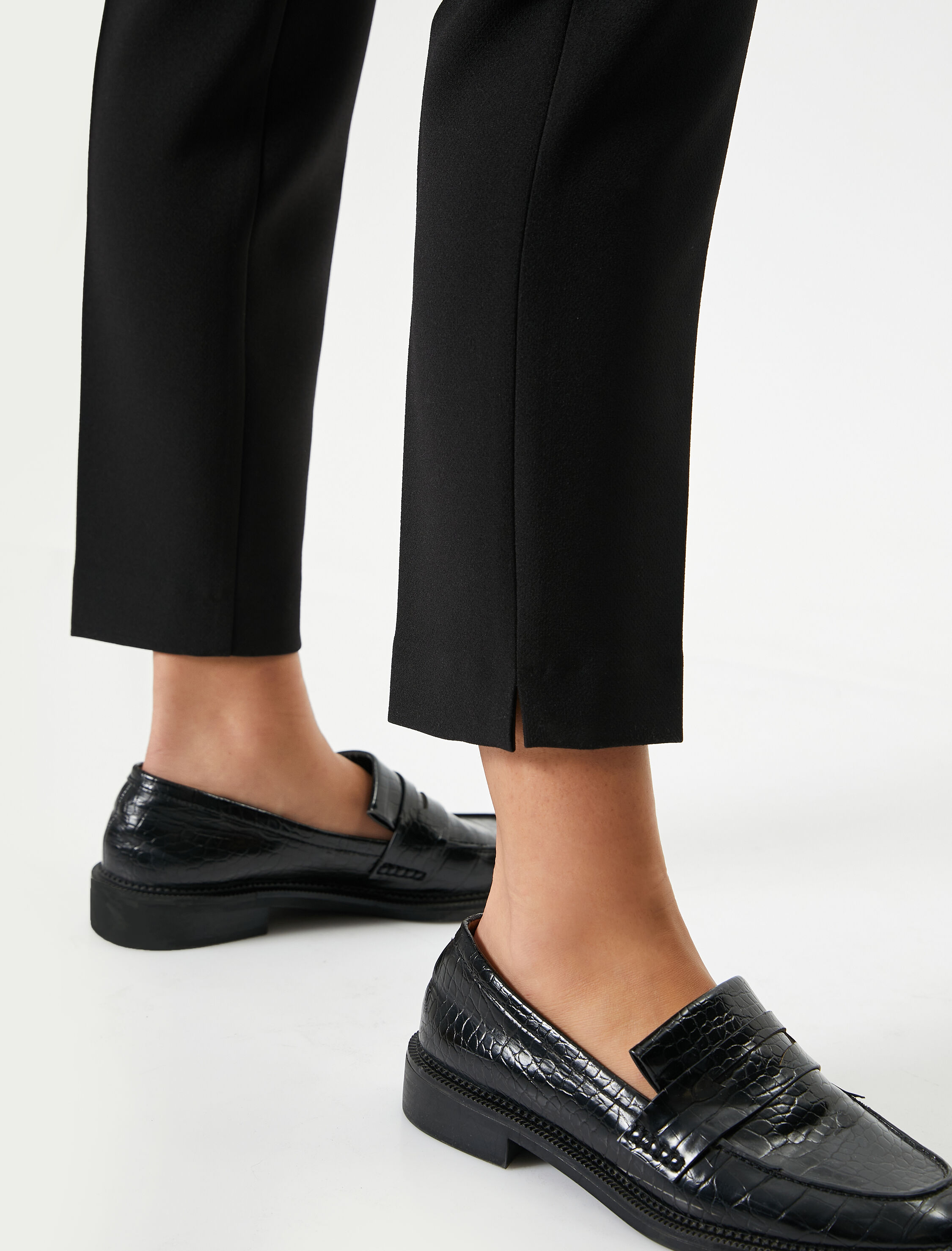   Kumaş Klasik Pantolon Yüksek Bel Dar Paça