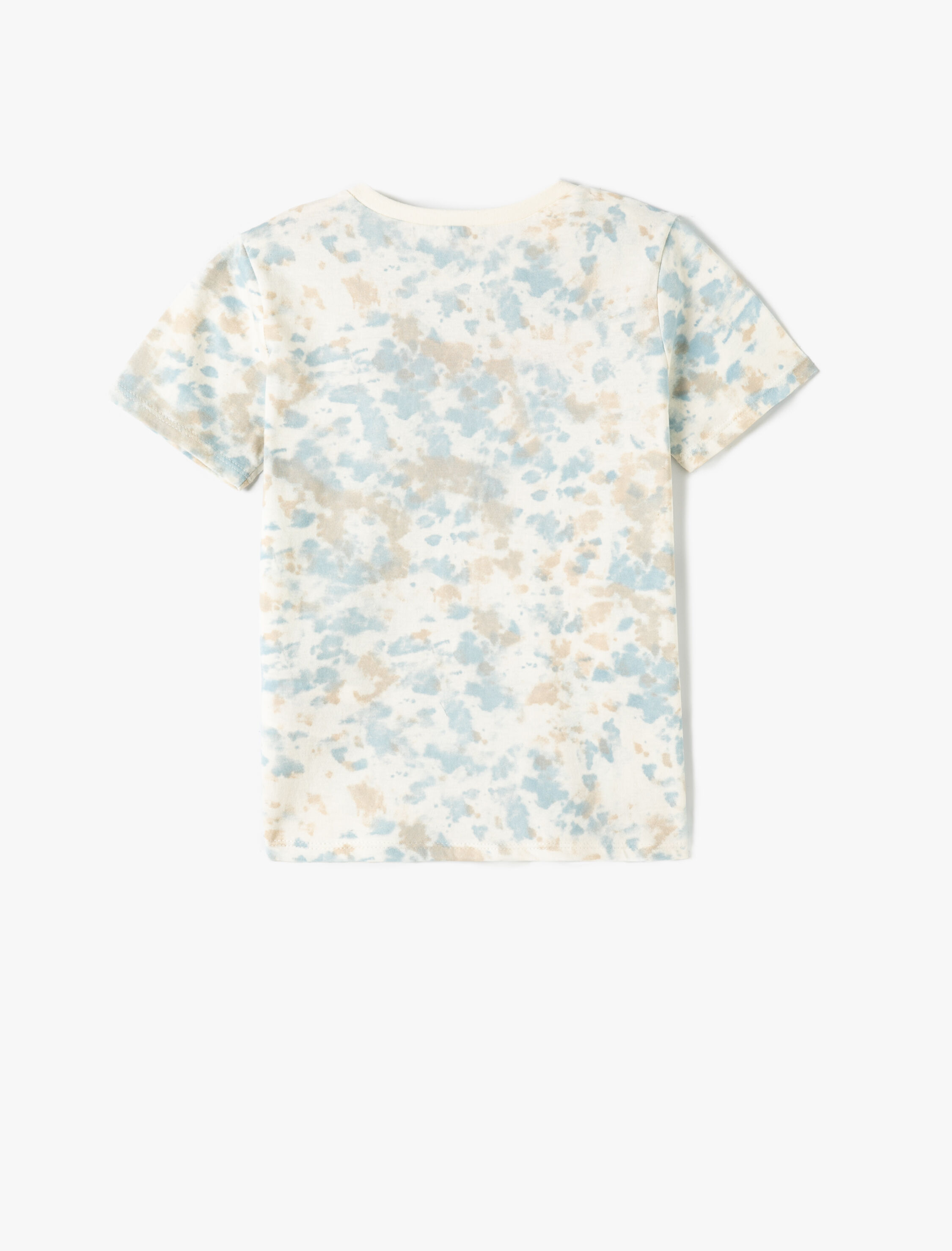  Erkek Çocuk Batik Desenli Tişört Slogan Baskılı Kısa Kollu Bisiklet Yaka Pamuklu