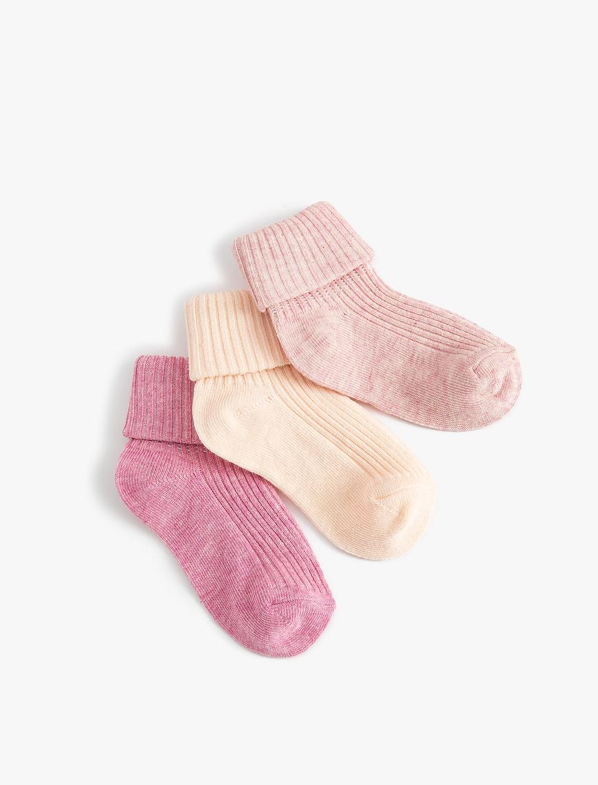  Kız Bebek 3’lü Basic Çorap Seti Pamuklu