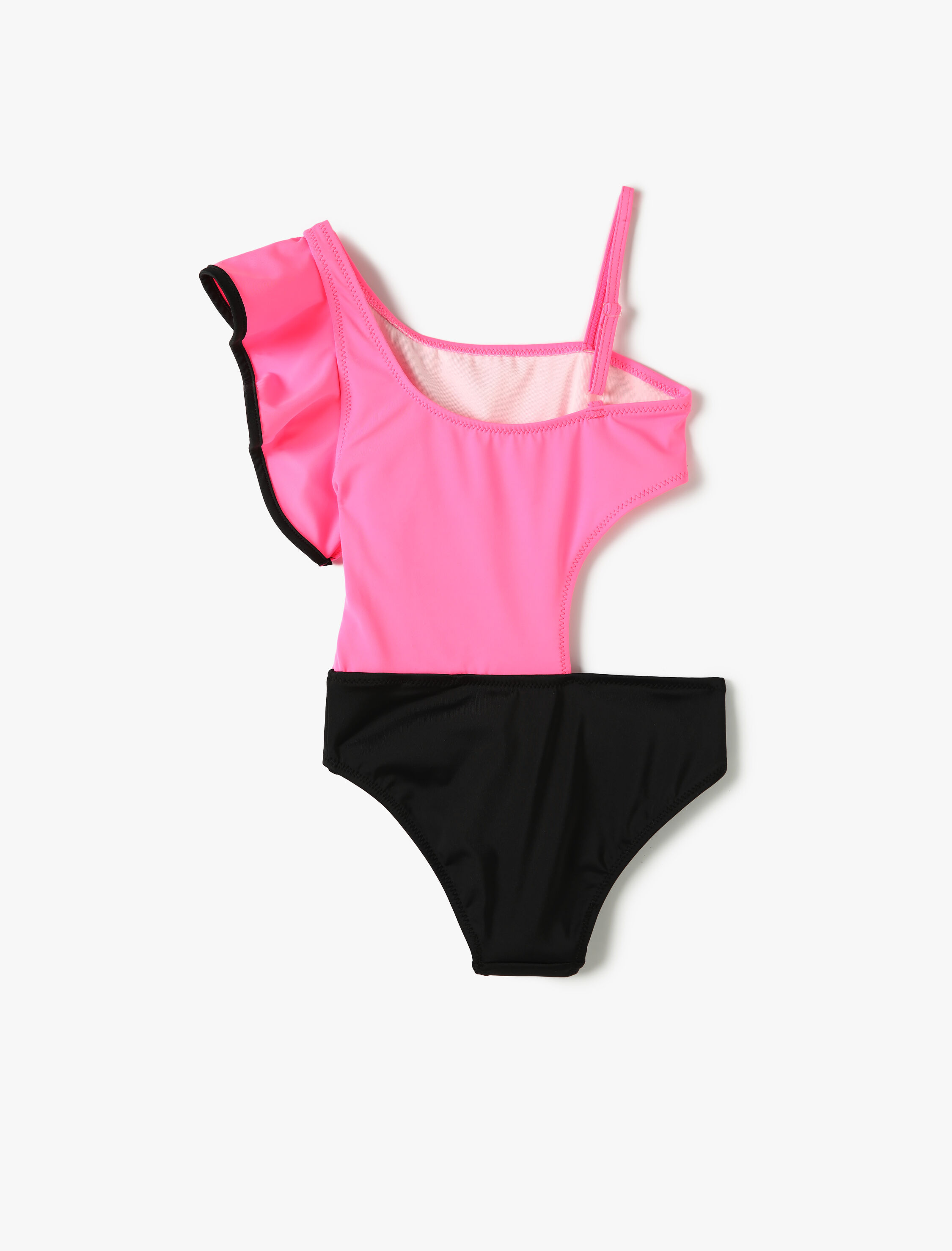  Kız Çocuk Tek Omuz Mayo Pencere Detaylı Fırfırlı