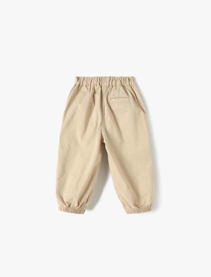 Erkek Bebek Paraşüt Kot Pantolon Pamuklu Beli Lastikli Cepli - Parachute Jean