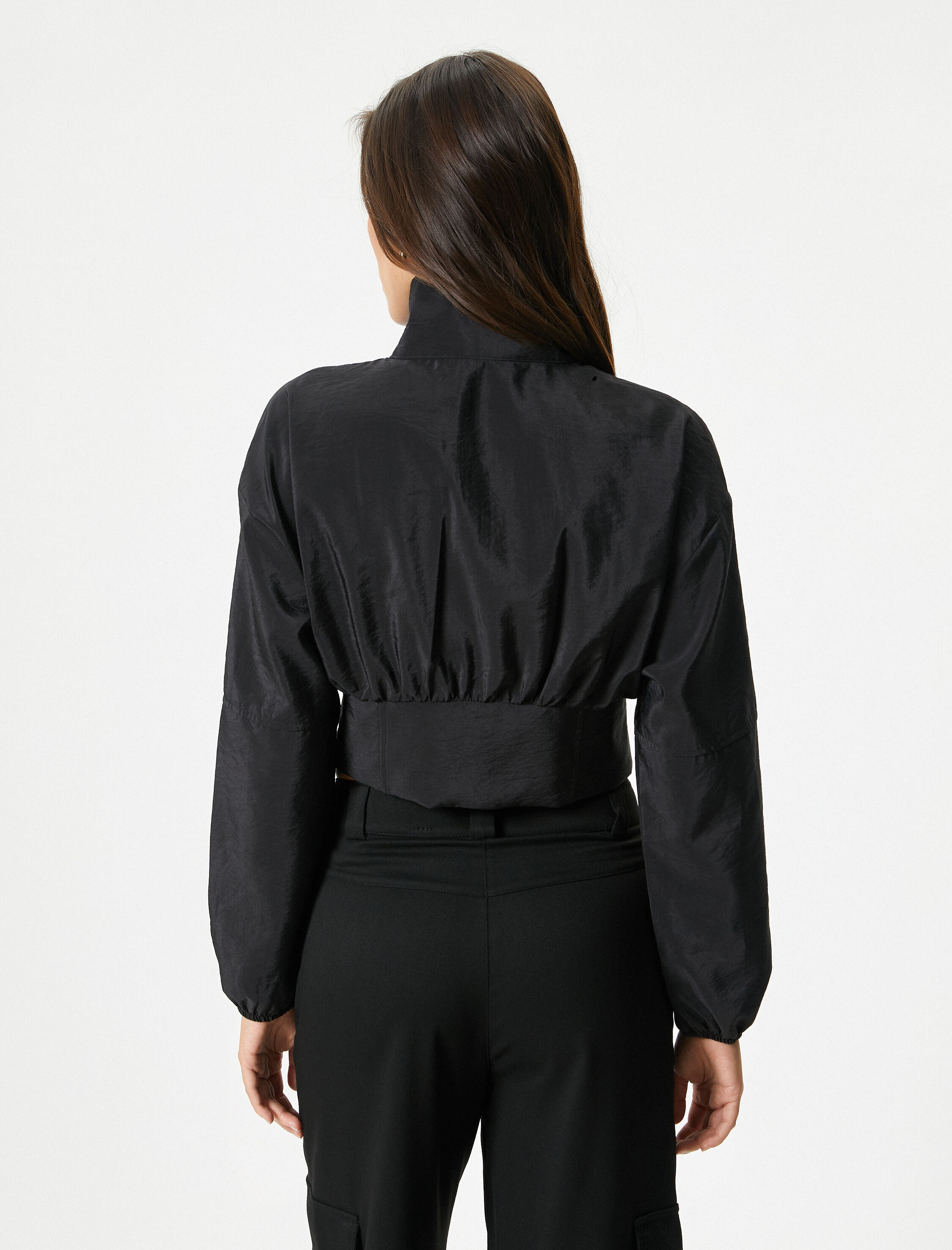   Crop Bomber Ceket Fermuarlı Dik Yaka