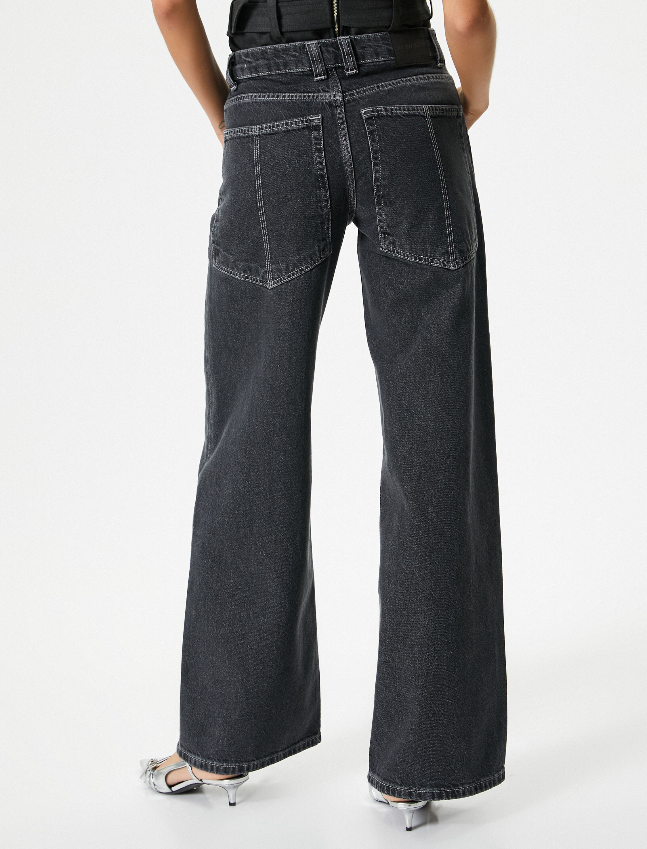 Geniş Düz Paça Kot Pantolon Standart Bel Cepli Pamuklu - Bianca Jeans