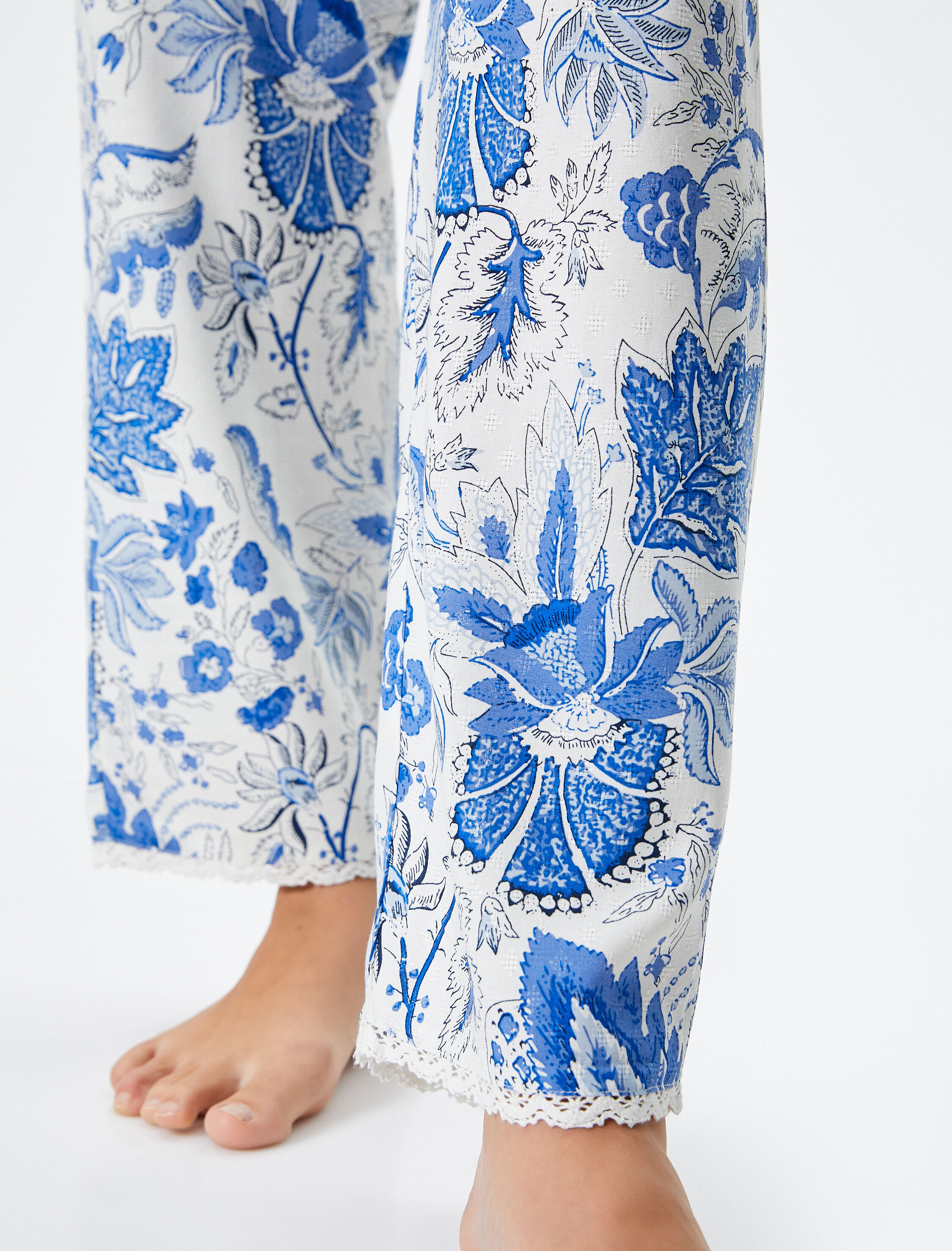   Pijama Altı Çiçekli Düz Paça Viskon