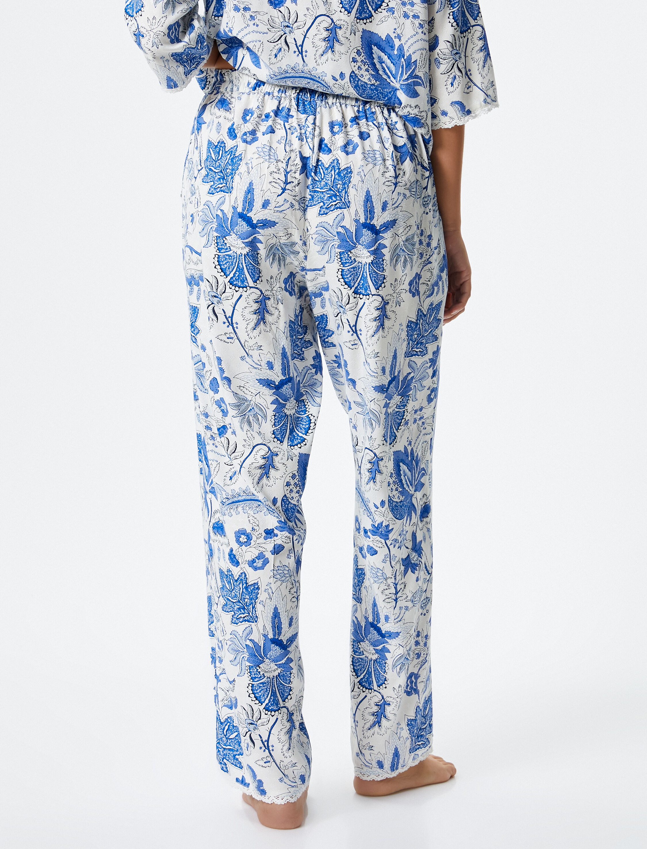   Pijama Altı Çiçekli Düz Paça Viskon