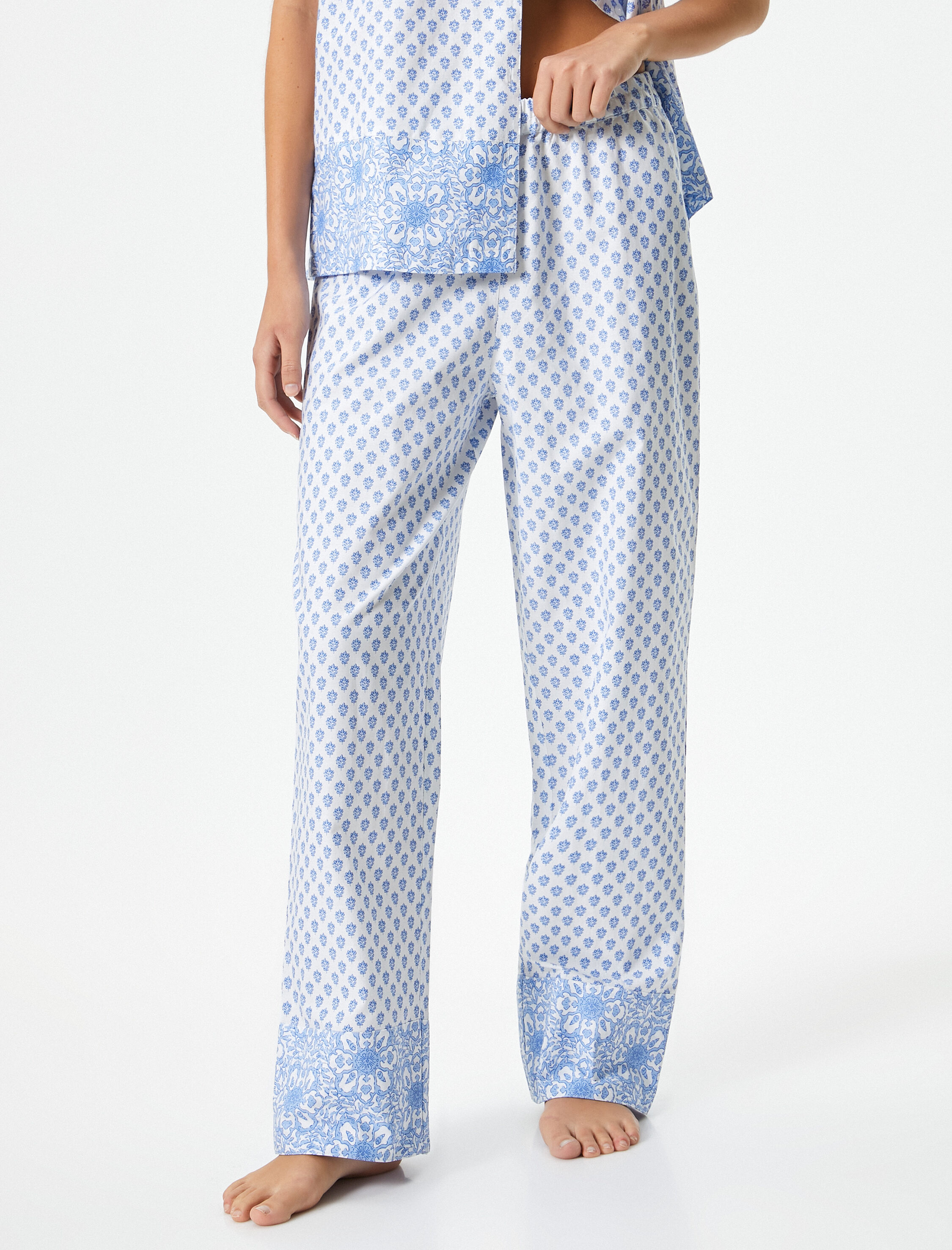   Pijama Altı Desenli Düz Paça Pamuklu