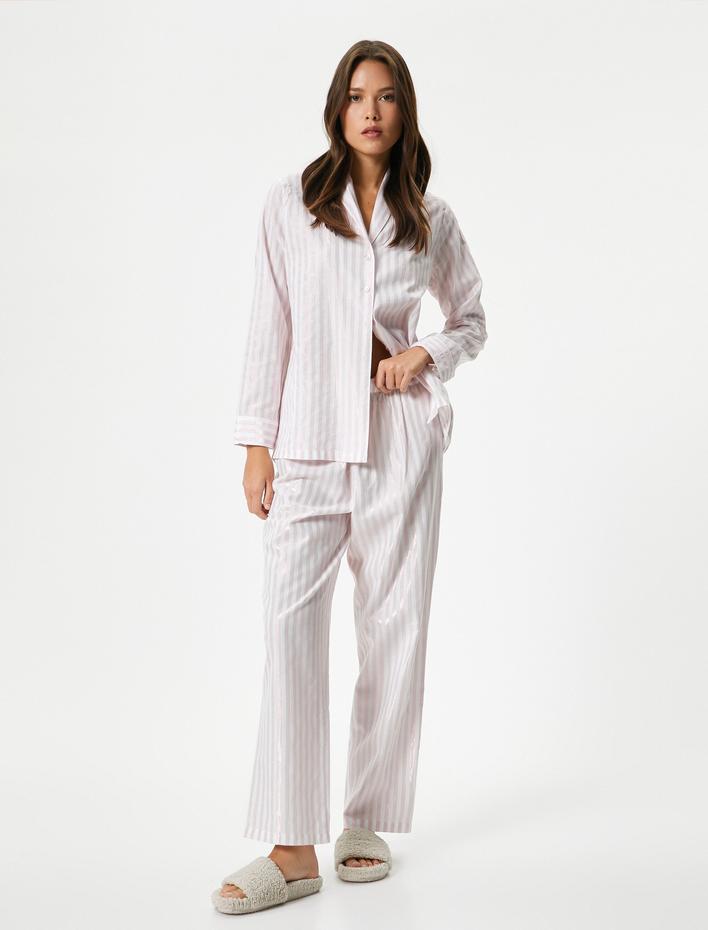  Pijama Altı Düz Paça Beli Lastikli