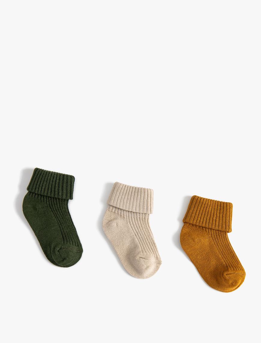  Erkek Bebek 3’lü Basic Çorap Seti Pamuklu