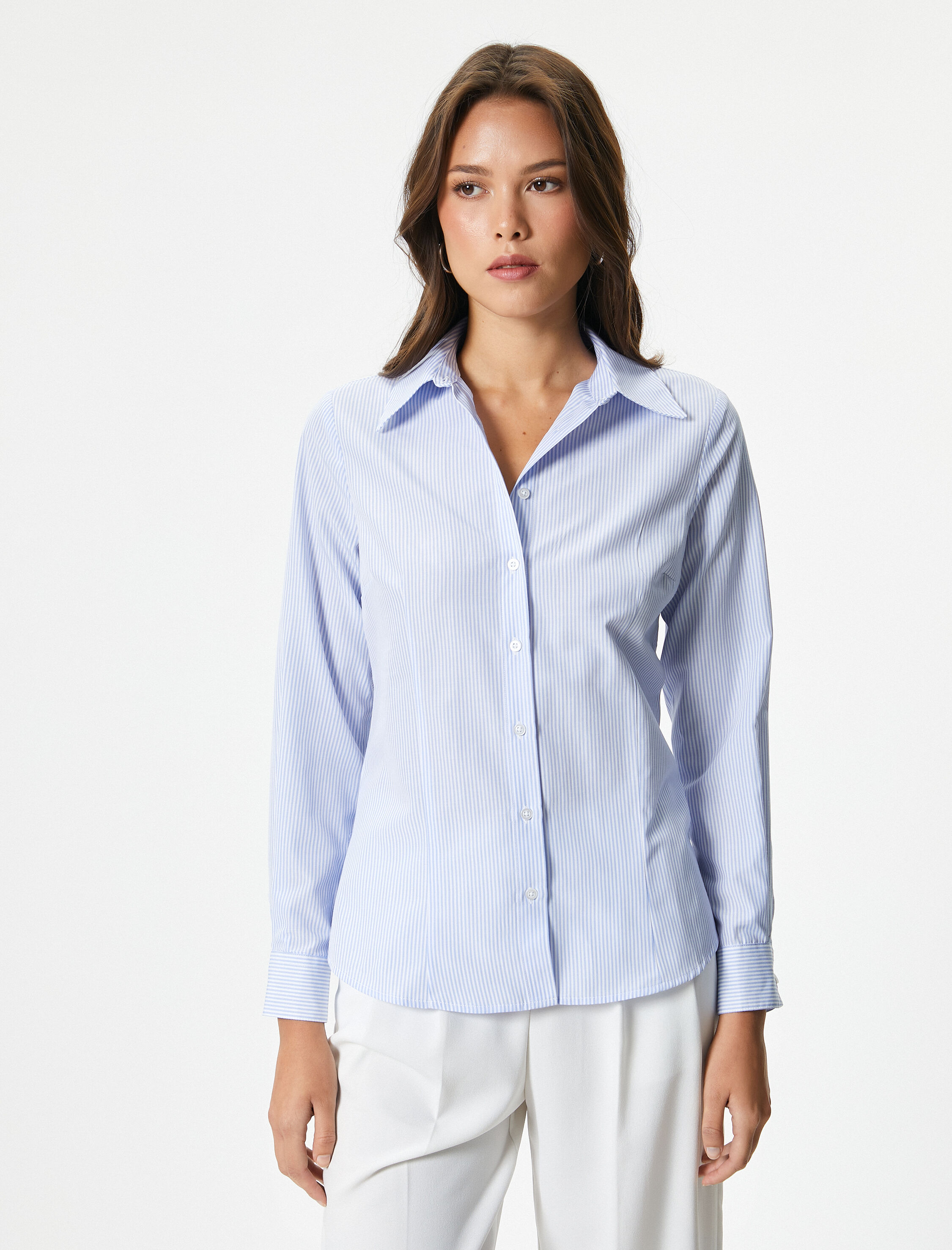   Klasik Gömlek Slim Fit Düğmeli Uzun Kollu