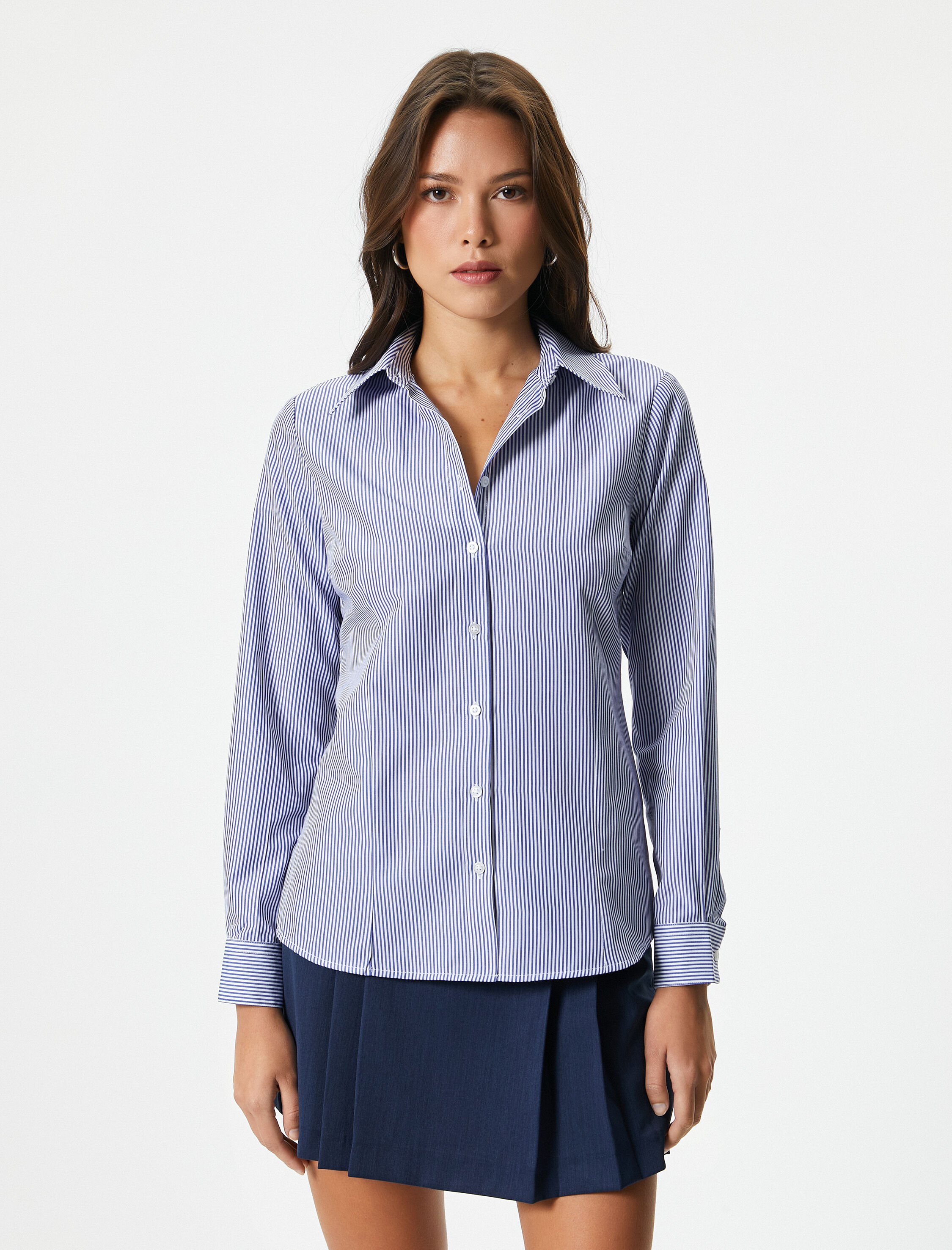   Klasik Gömlek Slim Fit Düğmeli Uzun Kollu