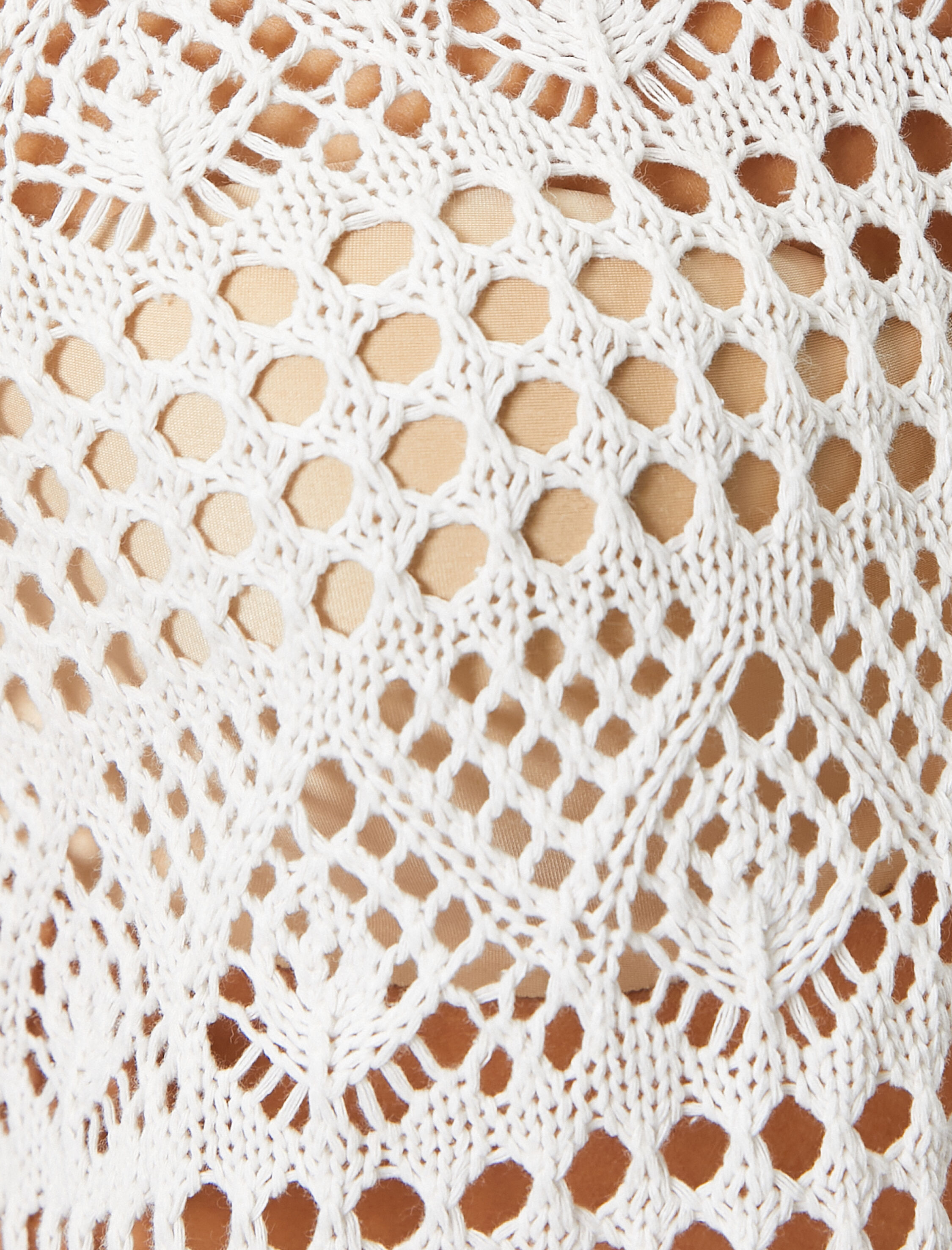   Crop Kroşe Sweatshirt Kapüşonlu Kısa Kollu Ajurlu