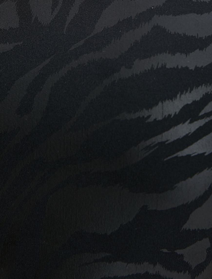   Tek Omuz Sporcu Sütyeni Zebra Desenli İnce Askı Detaylı Kaplı