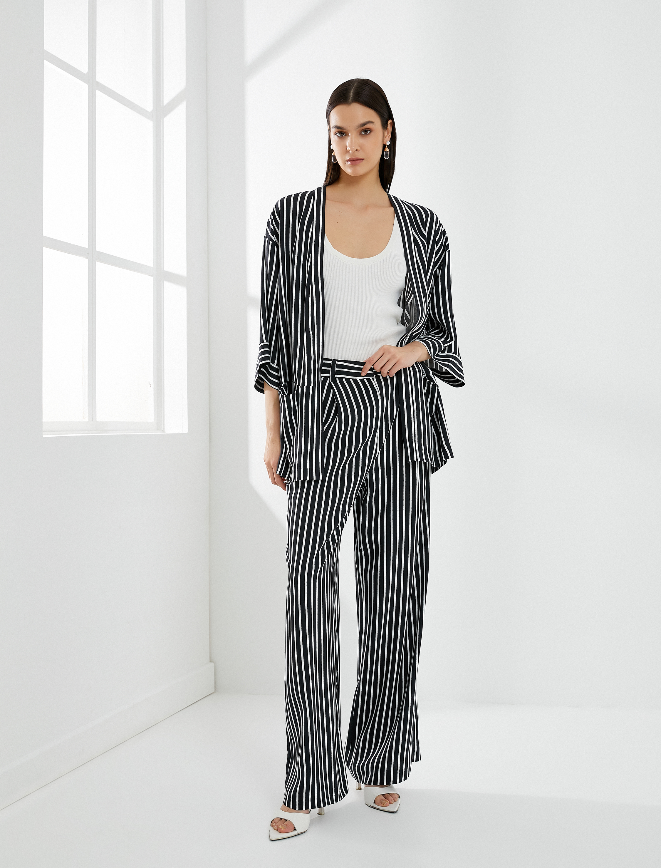   Palazzo Pantolon Bol Paça Yüksek Bel Cepli