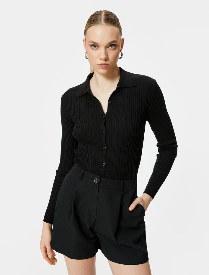  Polo Yaka Kazak Triko Düğmeli