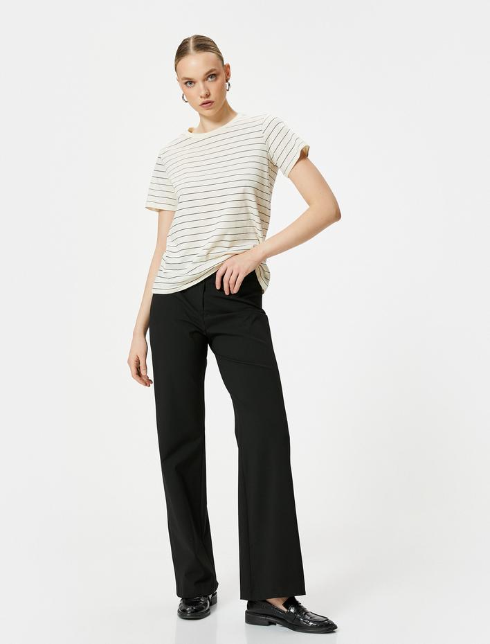  Kısa Kollu Tişört Bisiklet Yaka Pamuklu