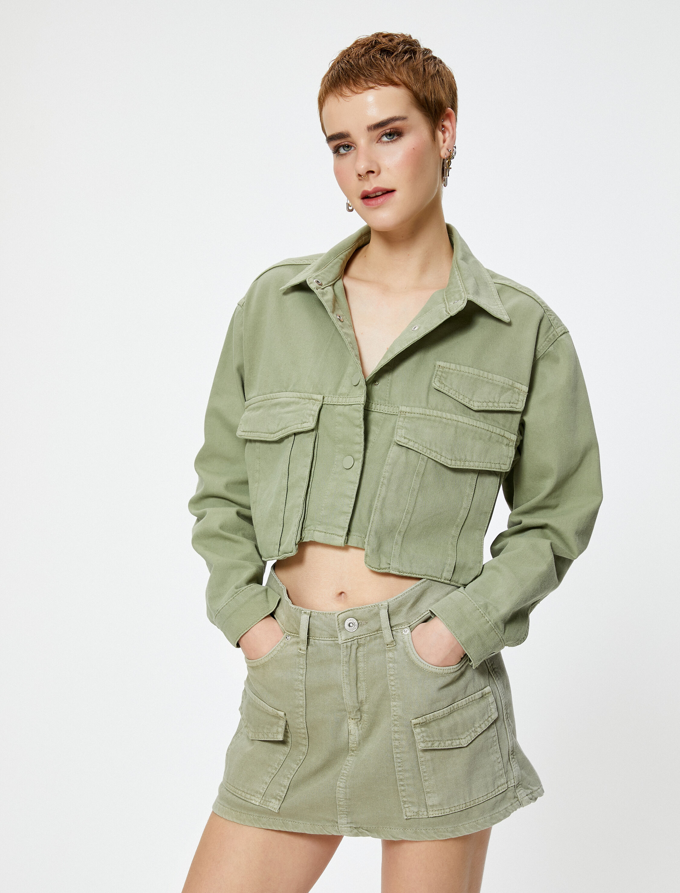   Kot Ceket Kargo Cepli Kapaklı Pamuklu