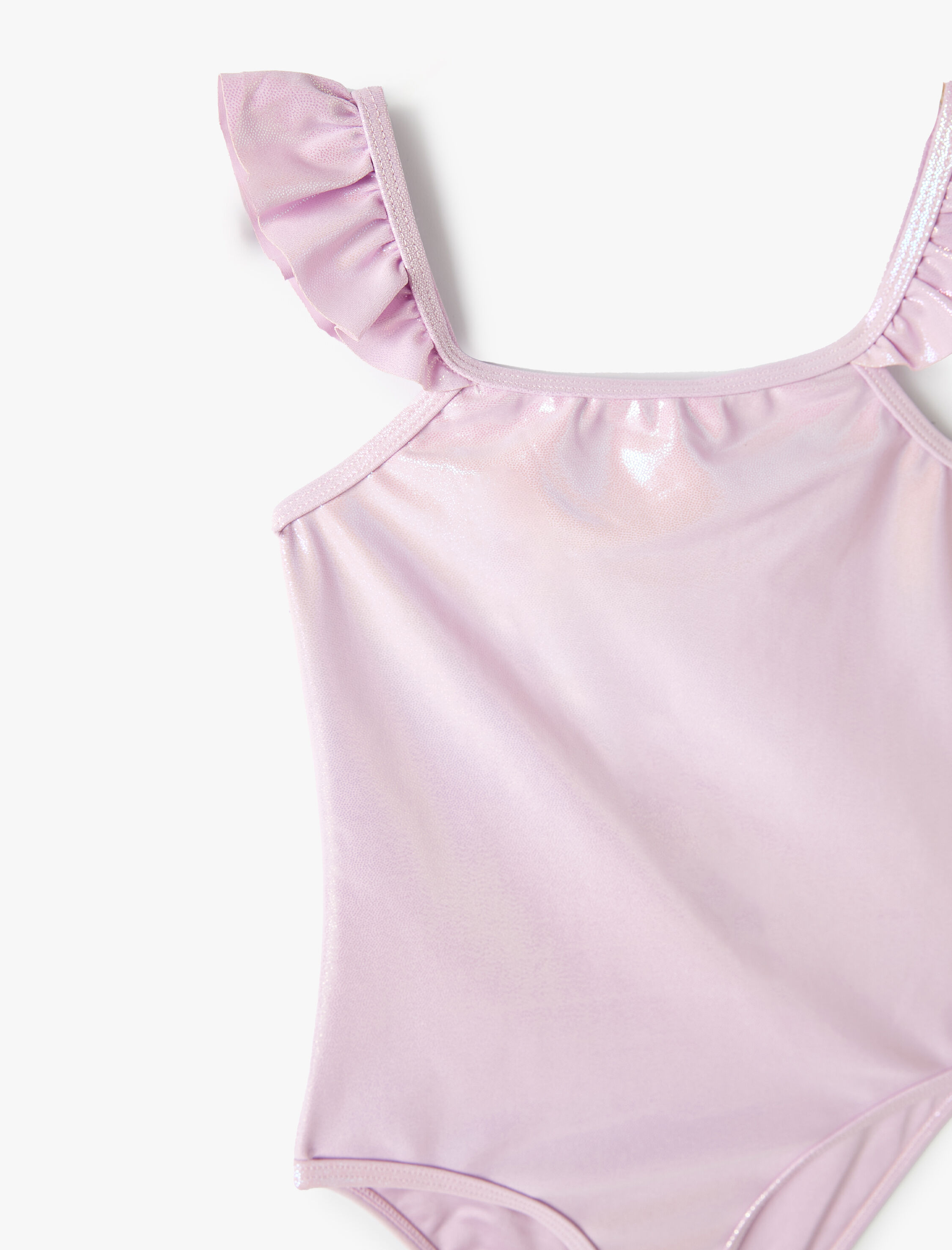  Kız Çocuk Mayo Parlak Fırfırlı İnce Askılı