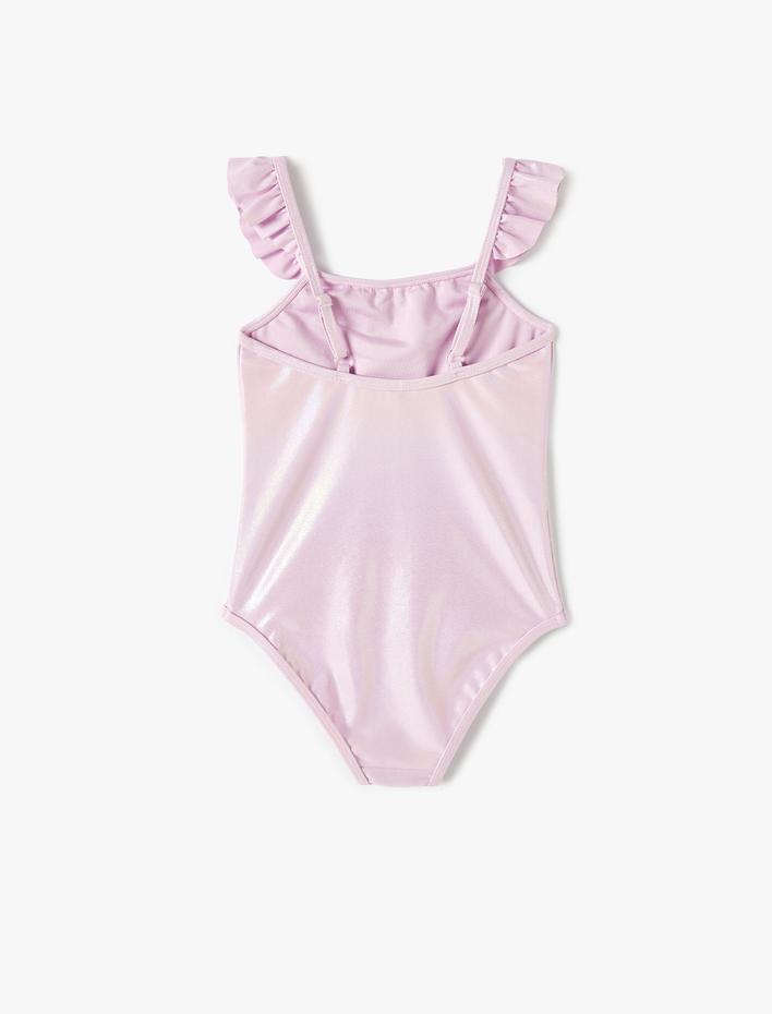 Kız Çocuk Mayo Parlak Fırfırlı İnce Askılı