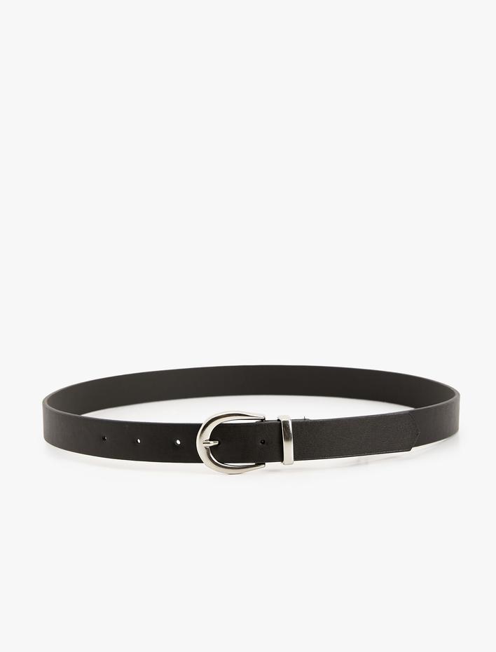 Kadın Kemer Deri Görünümlü Metal Toka Detaylı