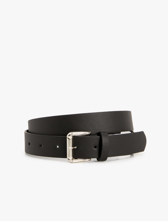 Kadın Kemer Deri Görünümlü Metal Toka Detaylı