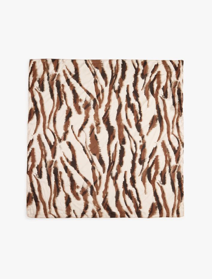 Kadın Fular Kare Leopar Desenli