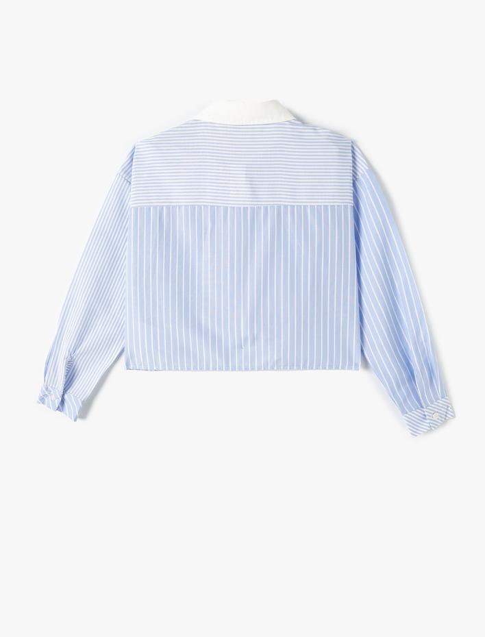 Kız Çocuk Crop Gömlek Klasik Yaka Uzun Kollu