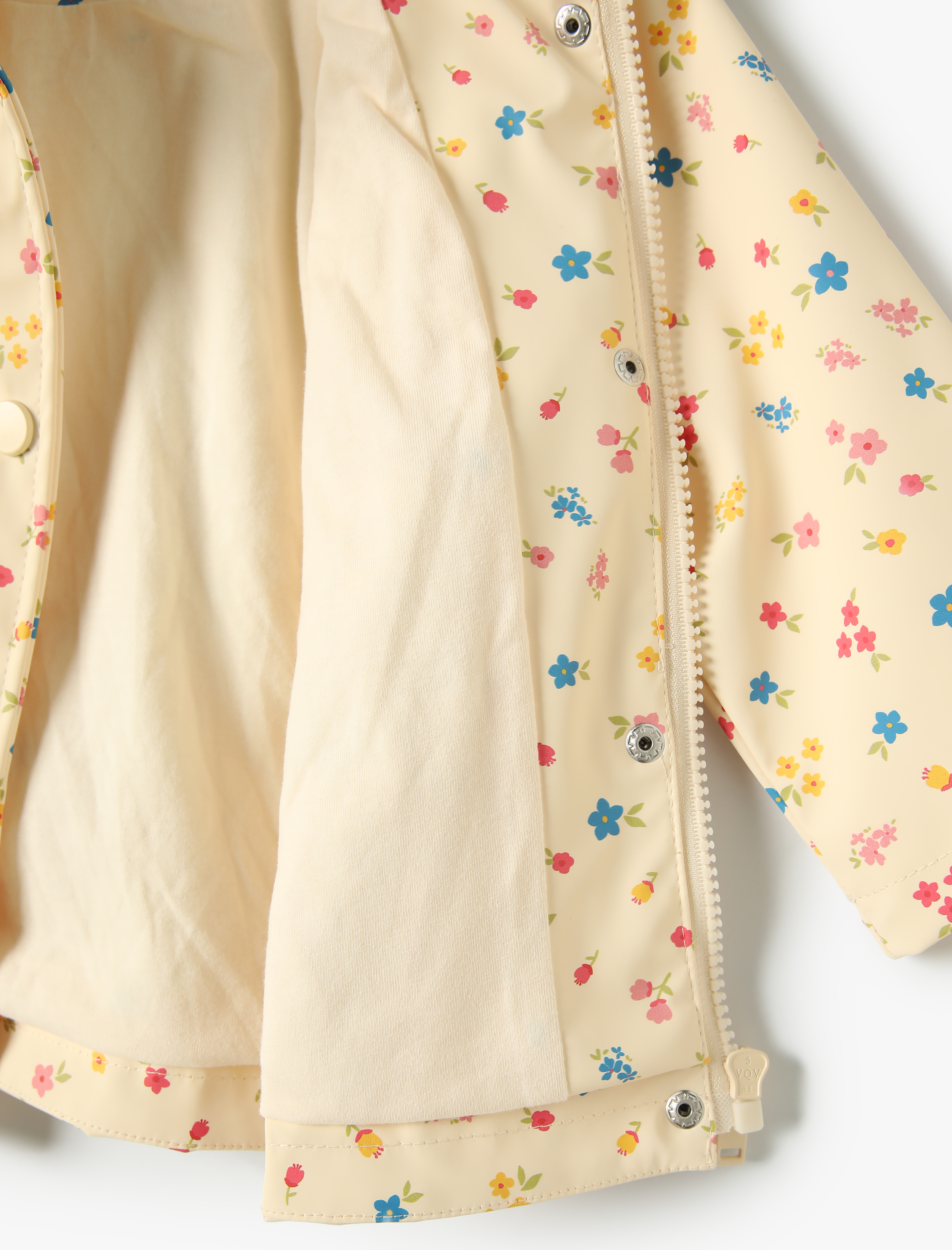  Kız Bebek Kapşonlu Yağmurluk Çiçekli Dik Yaka Cepli