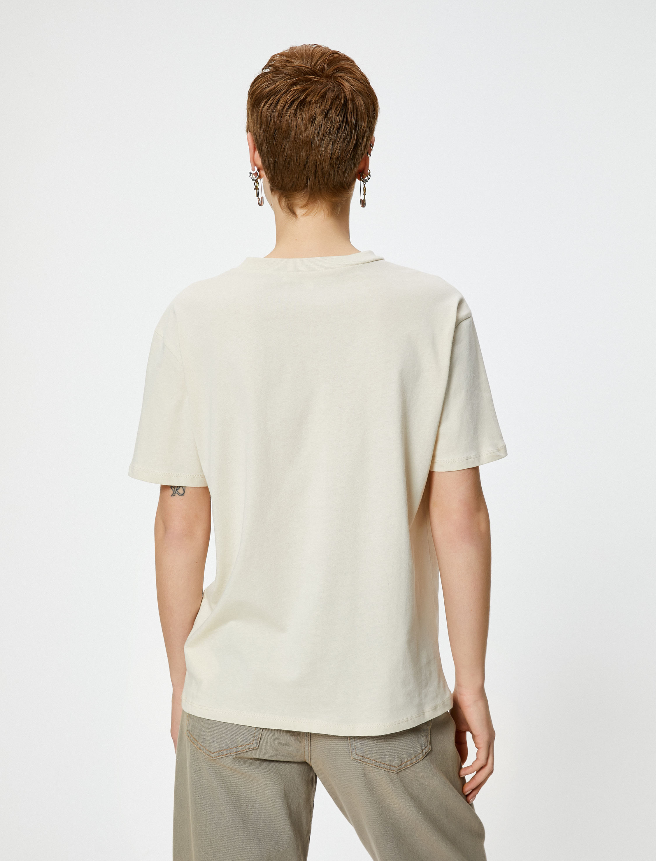 Ayıcıklı Tişört Kısa Kollu Bisiklet Yaka Pamuklu