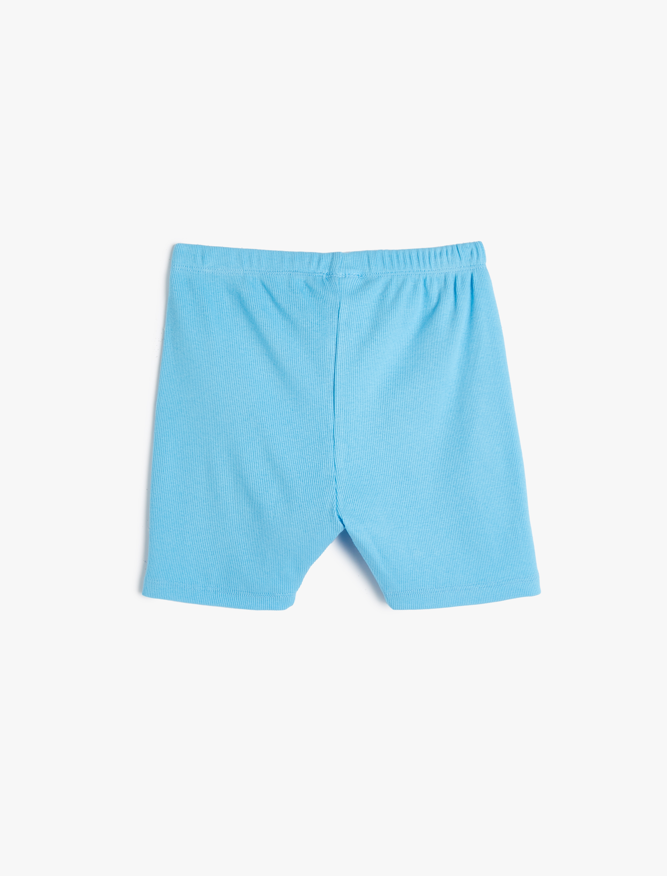  Kız Çocuk Basic Kısa Tayt Dokulu Beli Lastikli Pamuklu