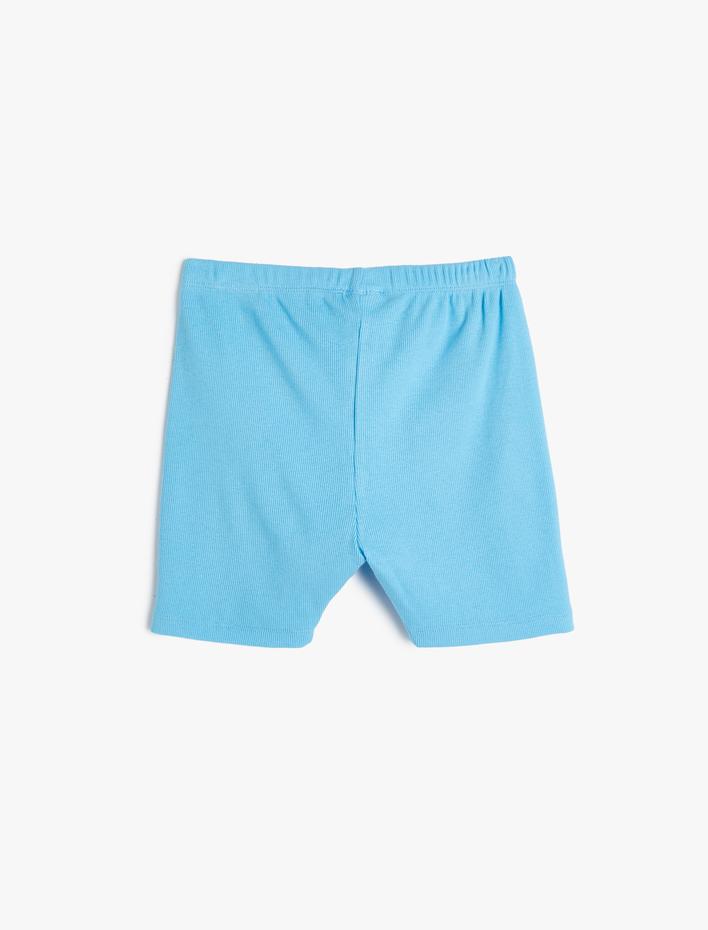 Kız Çocuk Basic Kısa Tayt Dokulu Beli Lastikli Pamuklu