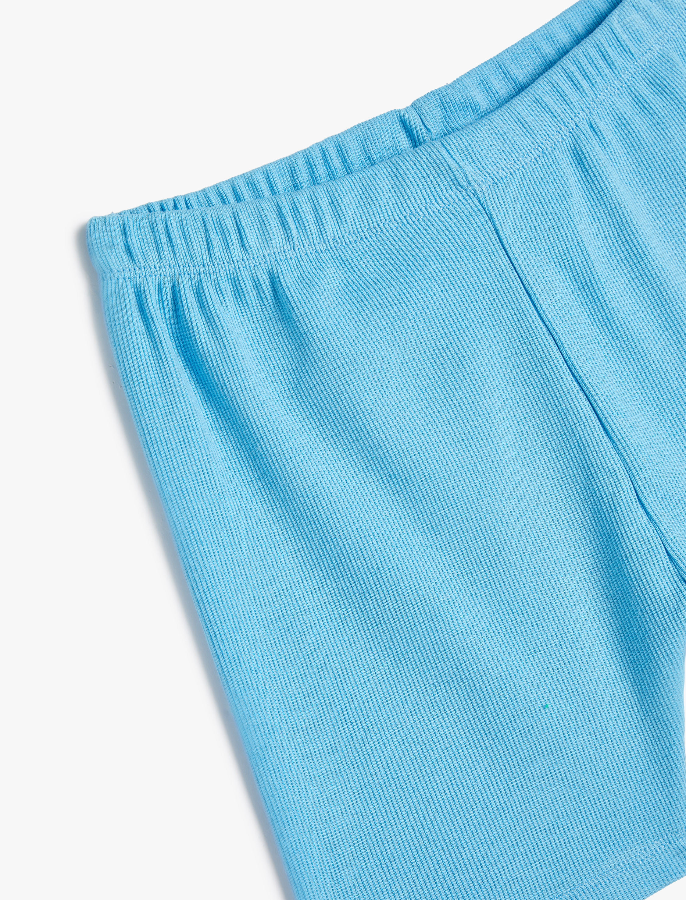  Kız Çocuk Basic Kısa Tayt Dokulu Beli Lastikli Pamuklu