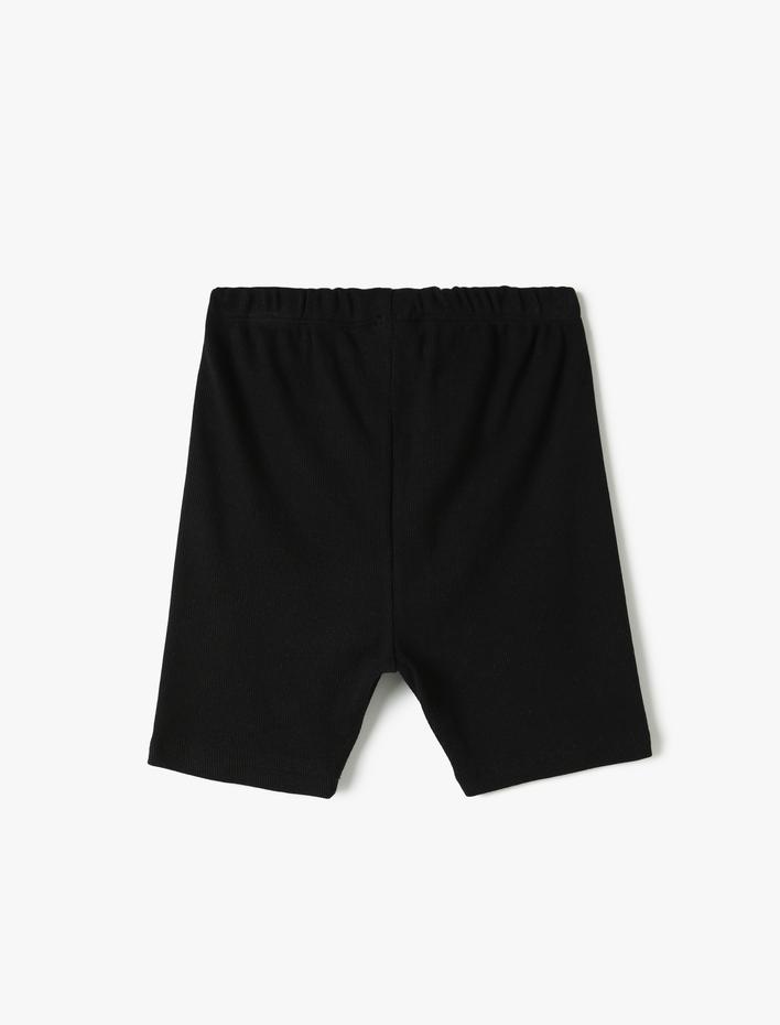 Kız Çocuk Basic Kısa Tayt Dokulu Beli Lastikli Pamuklu