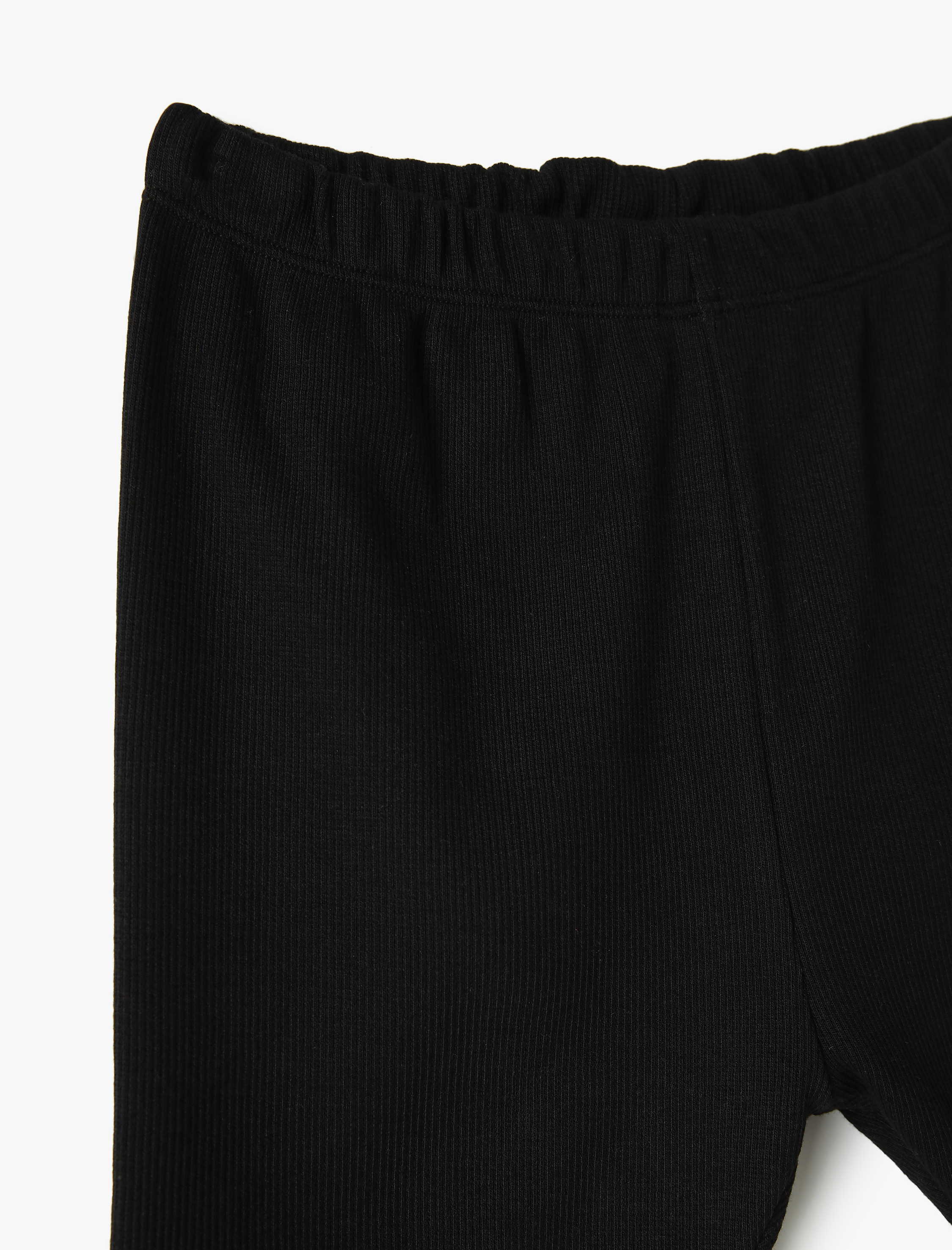  Kız Çocuk Basic Kısa Tayt Dokulu Beli Lastikli Pamuklu