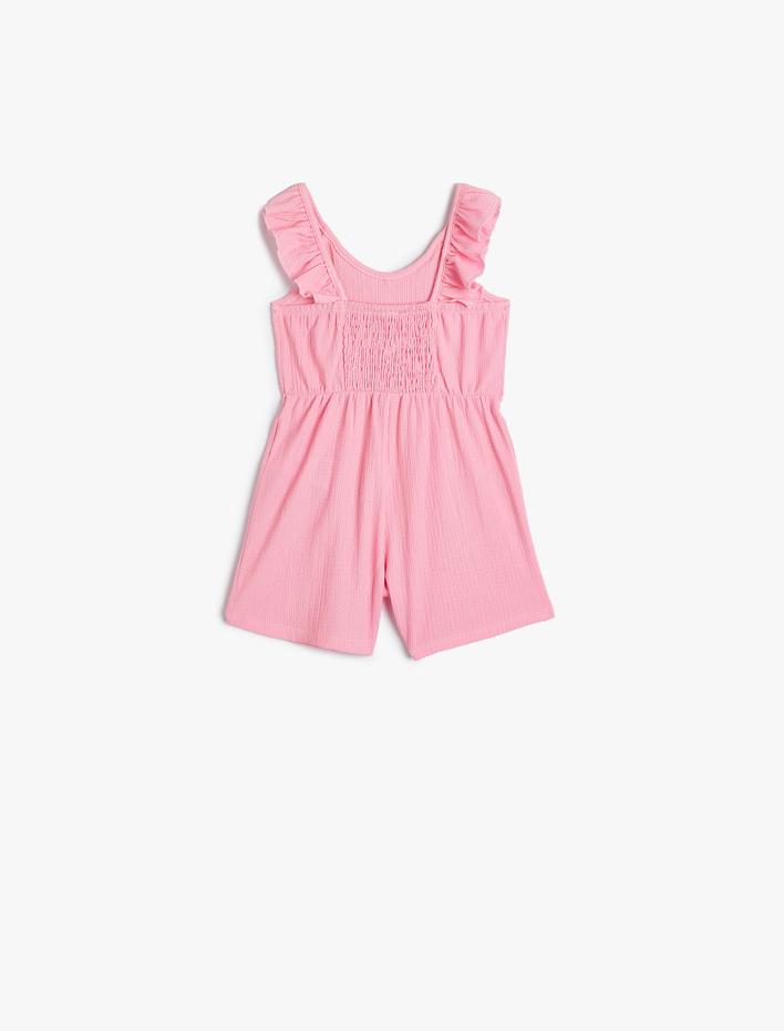 Kız Bebek Tulum Kısa Kolsuz Fırfırlı Dokulu