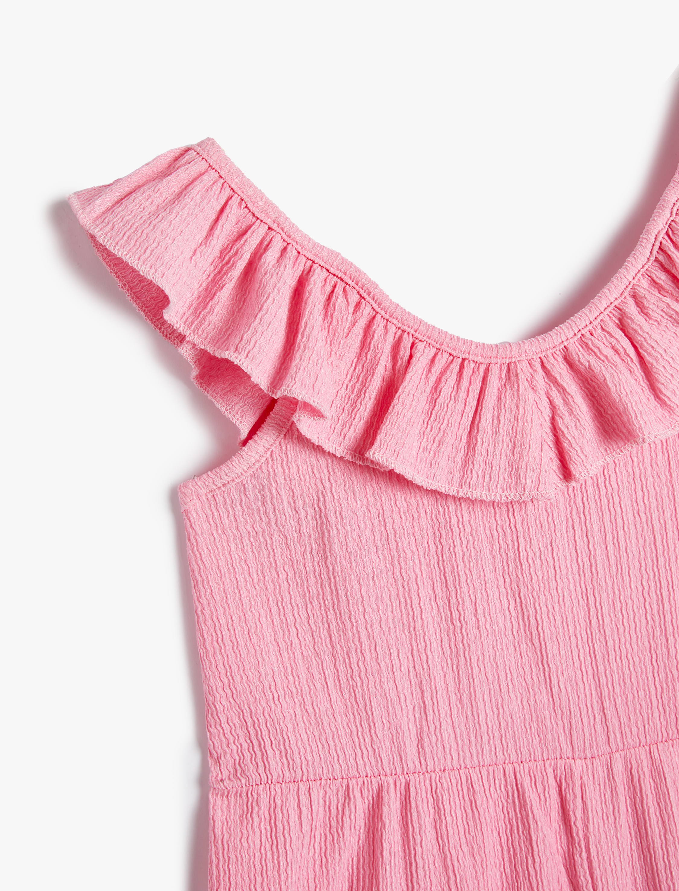  Kız Bebek Tulum Kısa Kolsuz Fırfırlı Dokulu