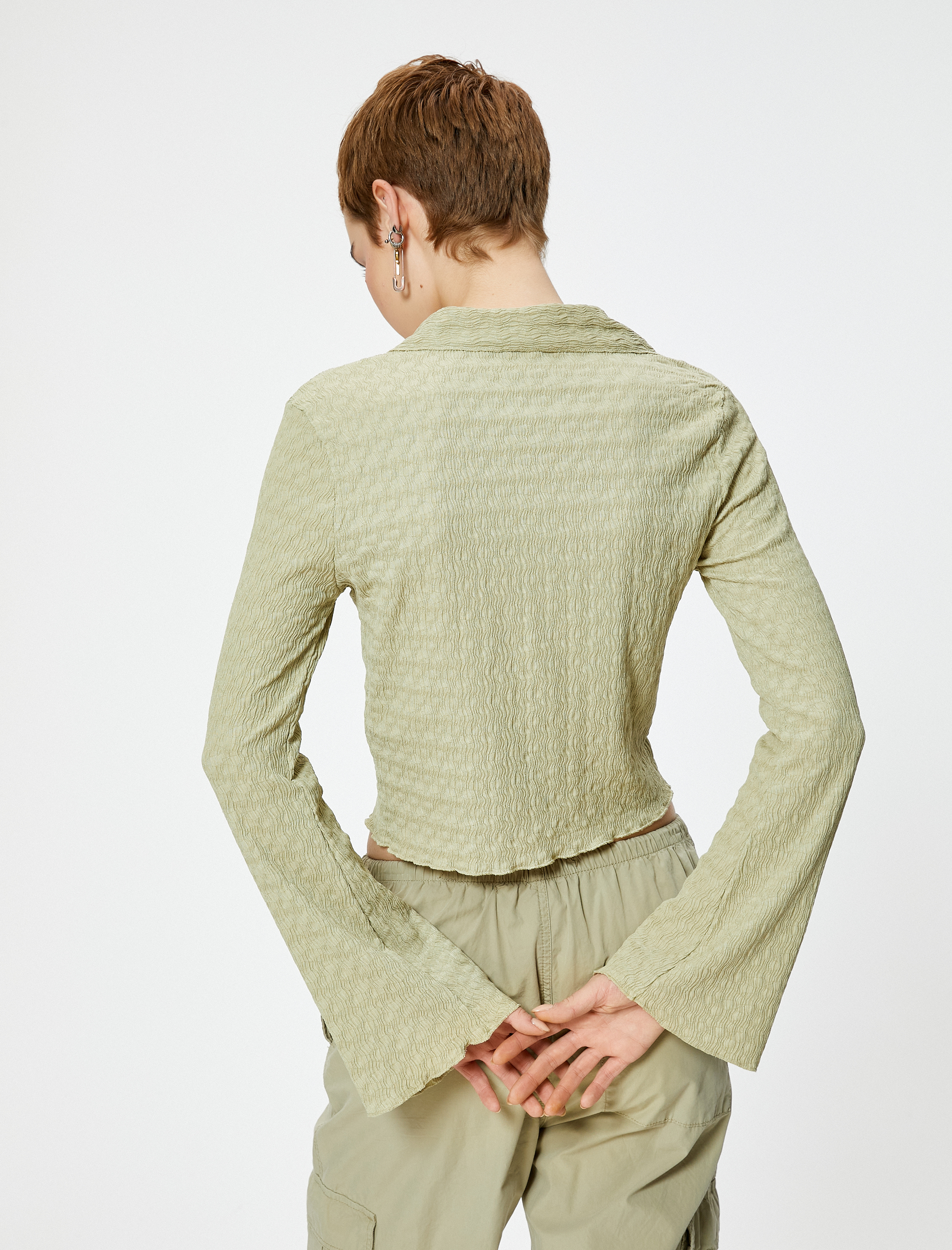   Uzun Çan Kol Gömlek Dokulu Slim Fit Bürümcük