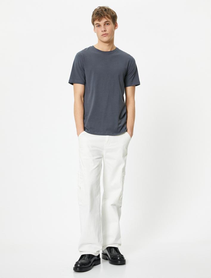  Kısa Kollu Tişört Uzun Kalça Boy Esnek Kumaş Slim Fit Pamuklu