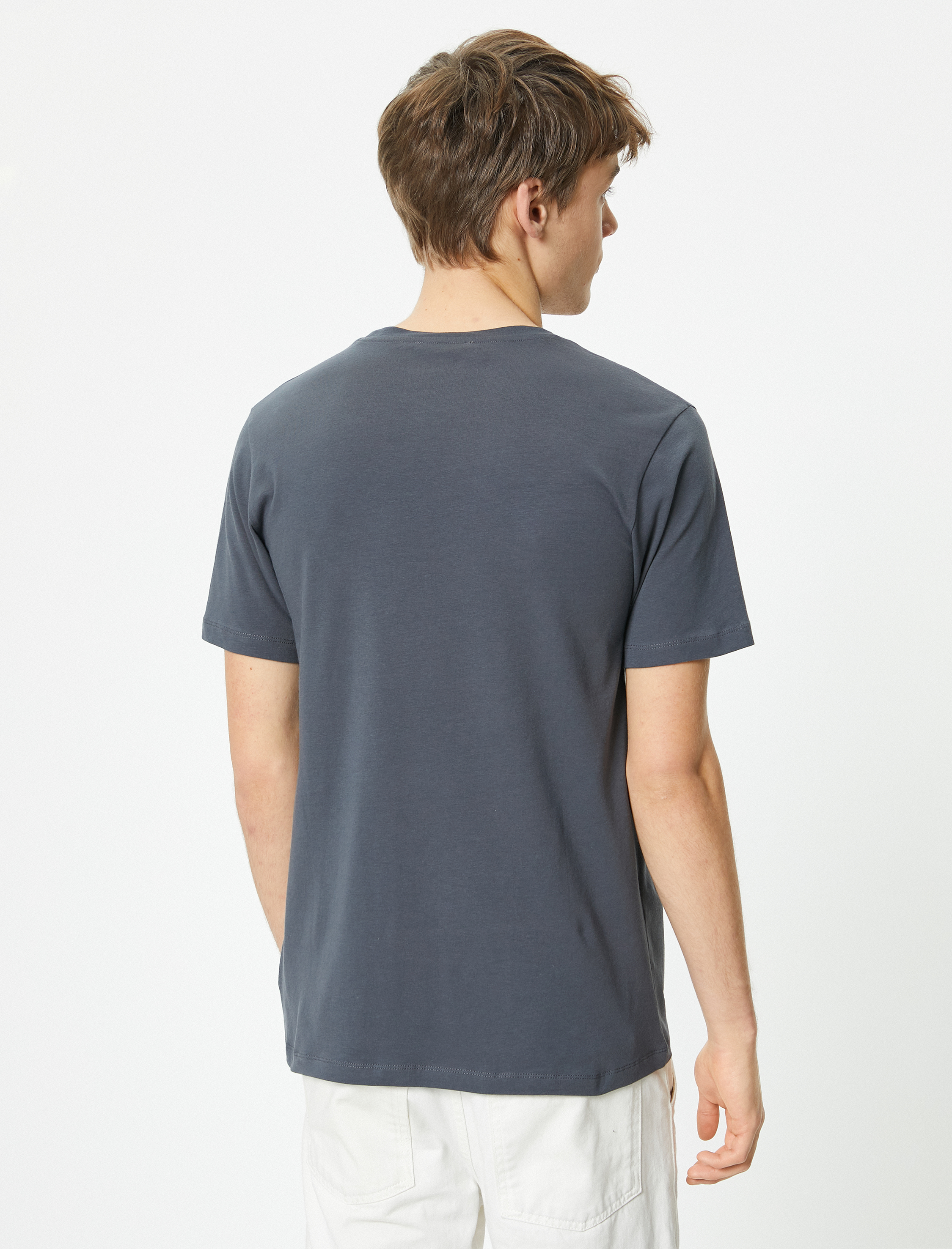   Kısa Kollu Tişört Uzun Kalça Boy Esnek Kumaş Slim Fit Pamuklu