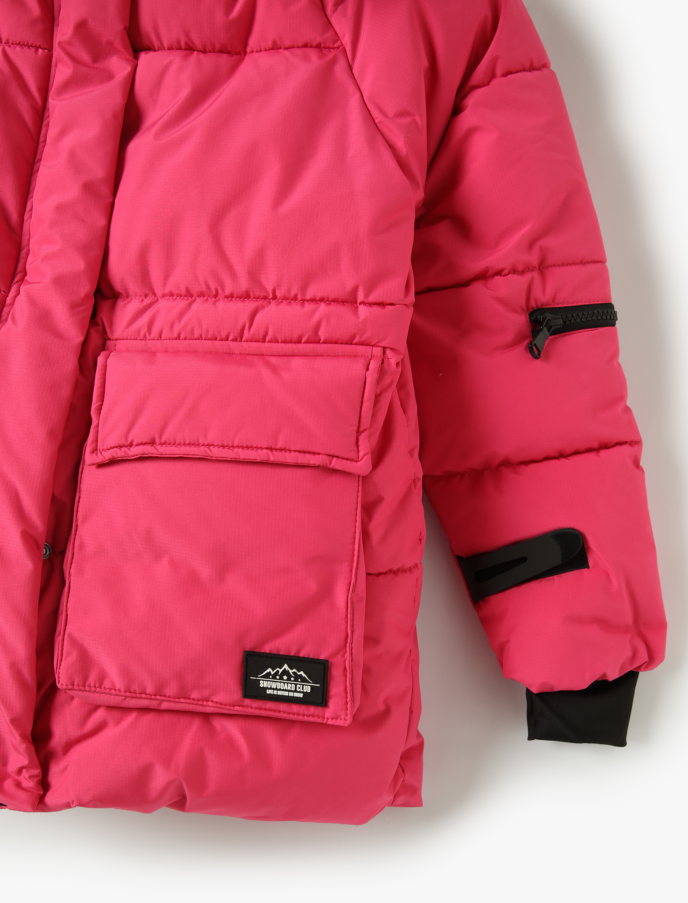  Kız Çocuk Oversize Kapşonlu Şişme Mont Kapaklı Cepli