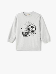Sweatshirt Futbol Baskılı Uzun Kollu Bisiklet Yaka
