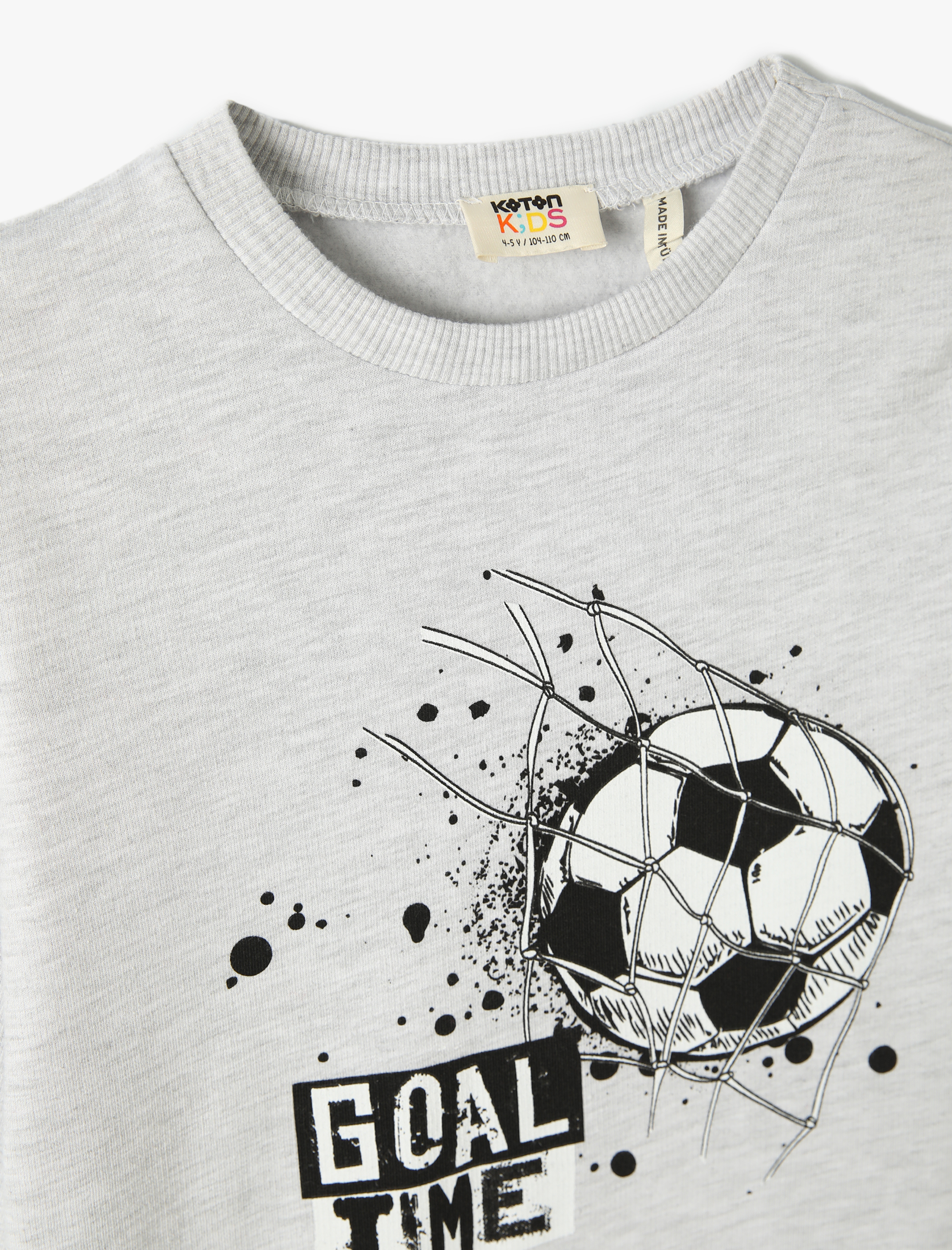  Erkek Çocuk Sweatshirt Futbol Baskılı Uzun Kollu Bisiklet Yaka