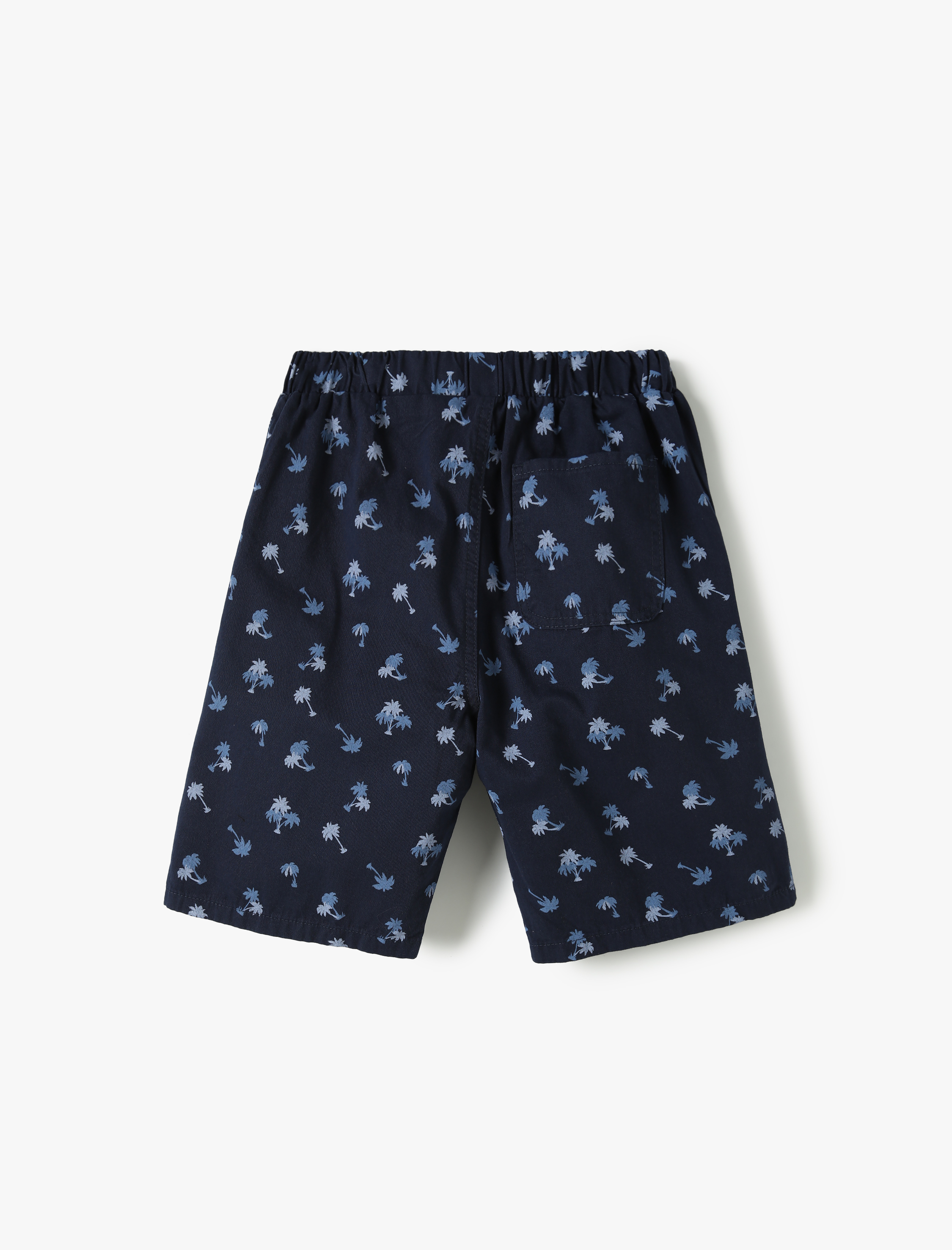  Erkek Çocuk Chino Şort Cepli Palmiye Baskılı Pamuklu