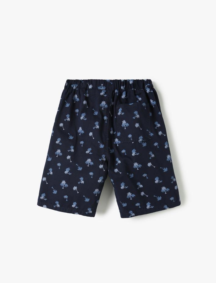 Erkek Çocuk Chino Şort Cepli Palmiye Baskılı Pamuklu