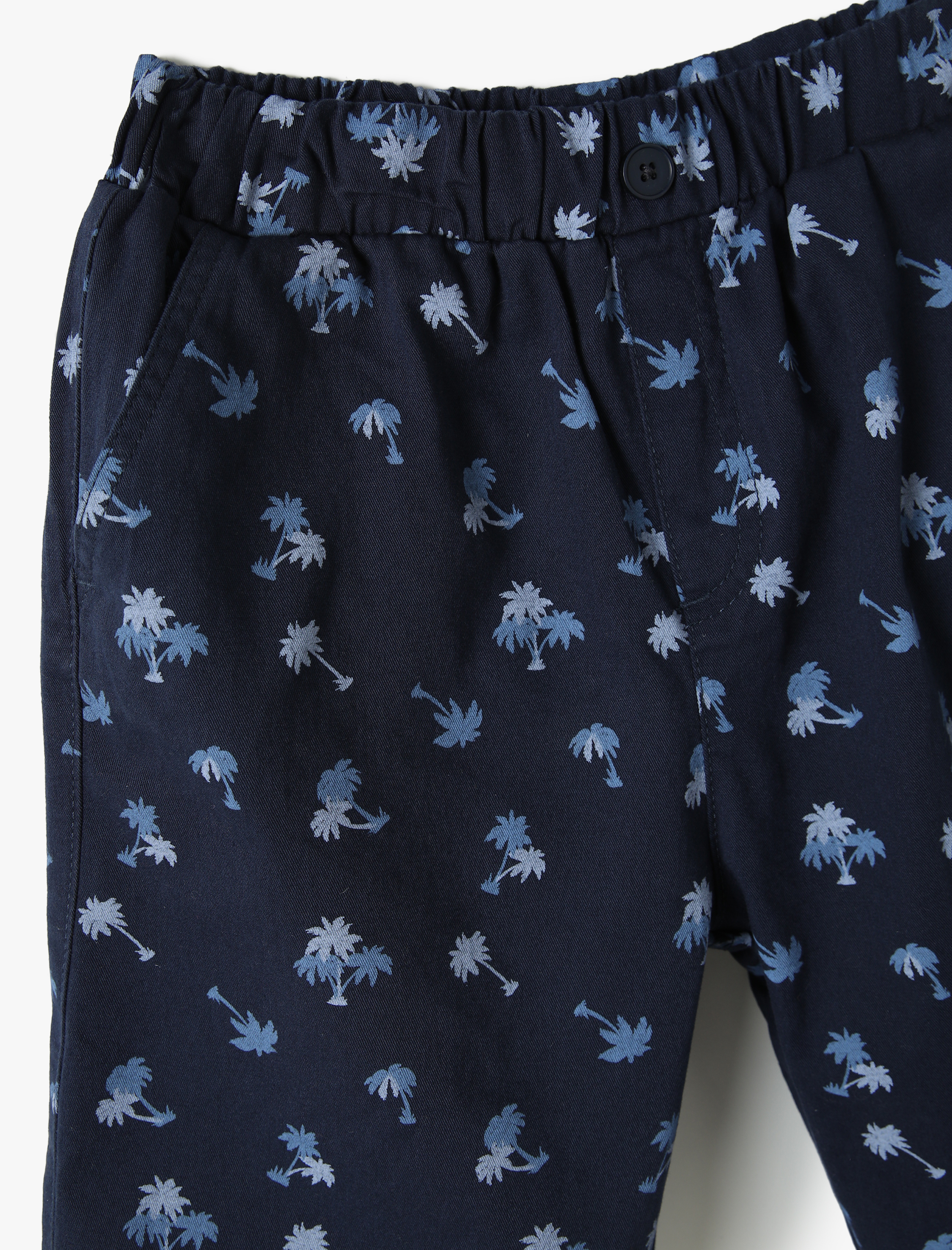  Erkek Çocuk Chino Şort Cepli Palmiye Baskılı Pamuklu